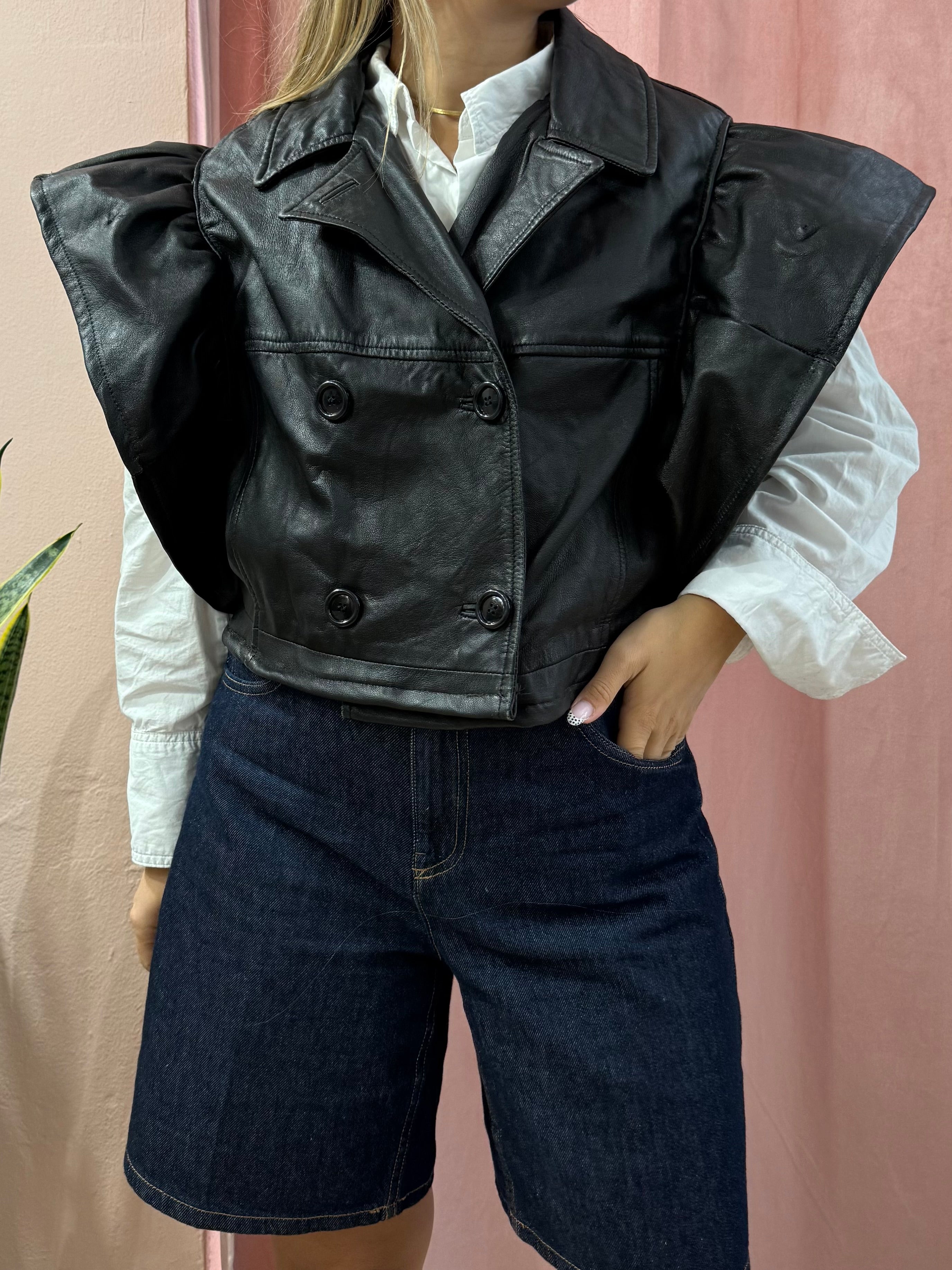 Gilet in vera pelle con voulant