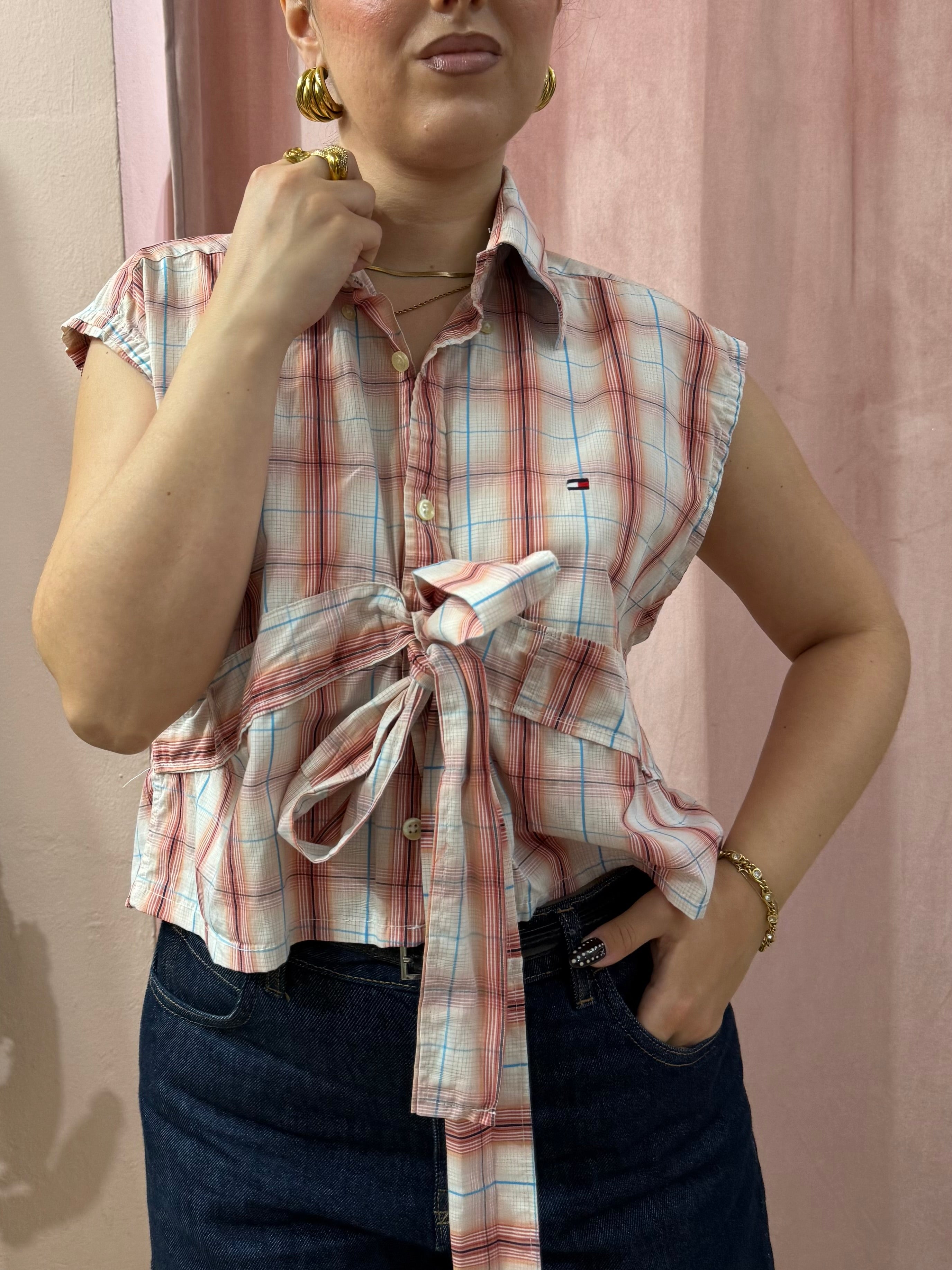 Camicia Tommy Hilfiger upcycling fiocco a quadri