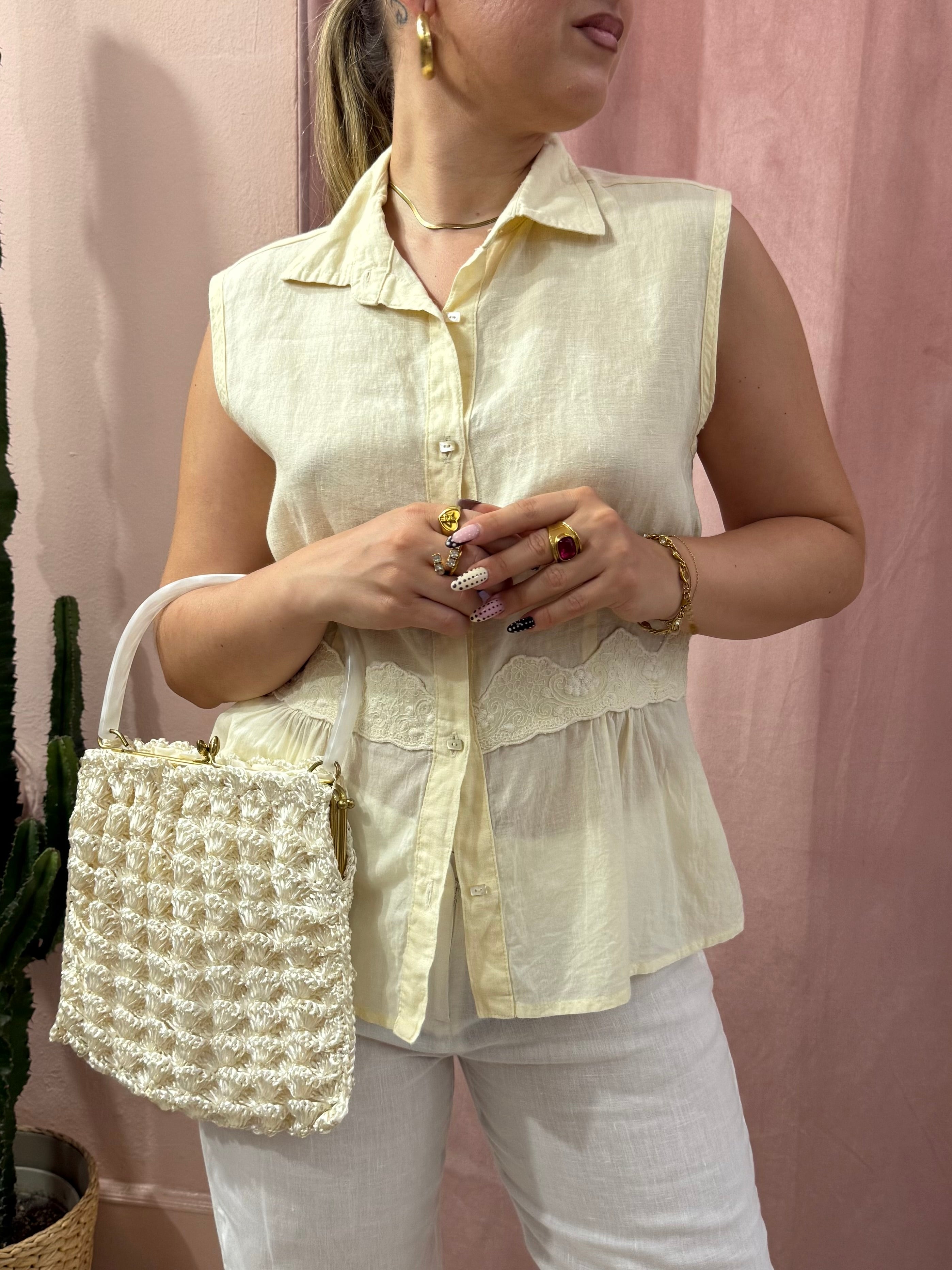 Borsa vintage anni 50 bianco panna