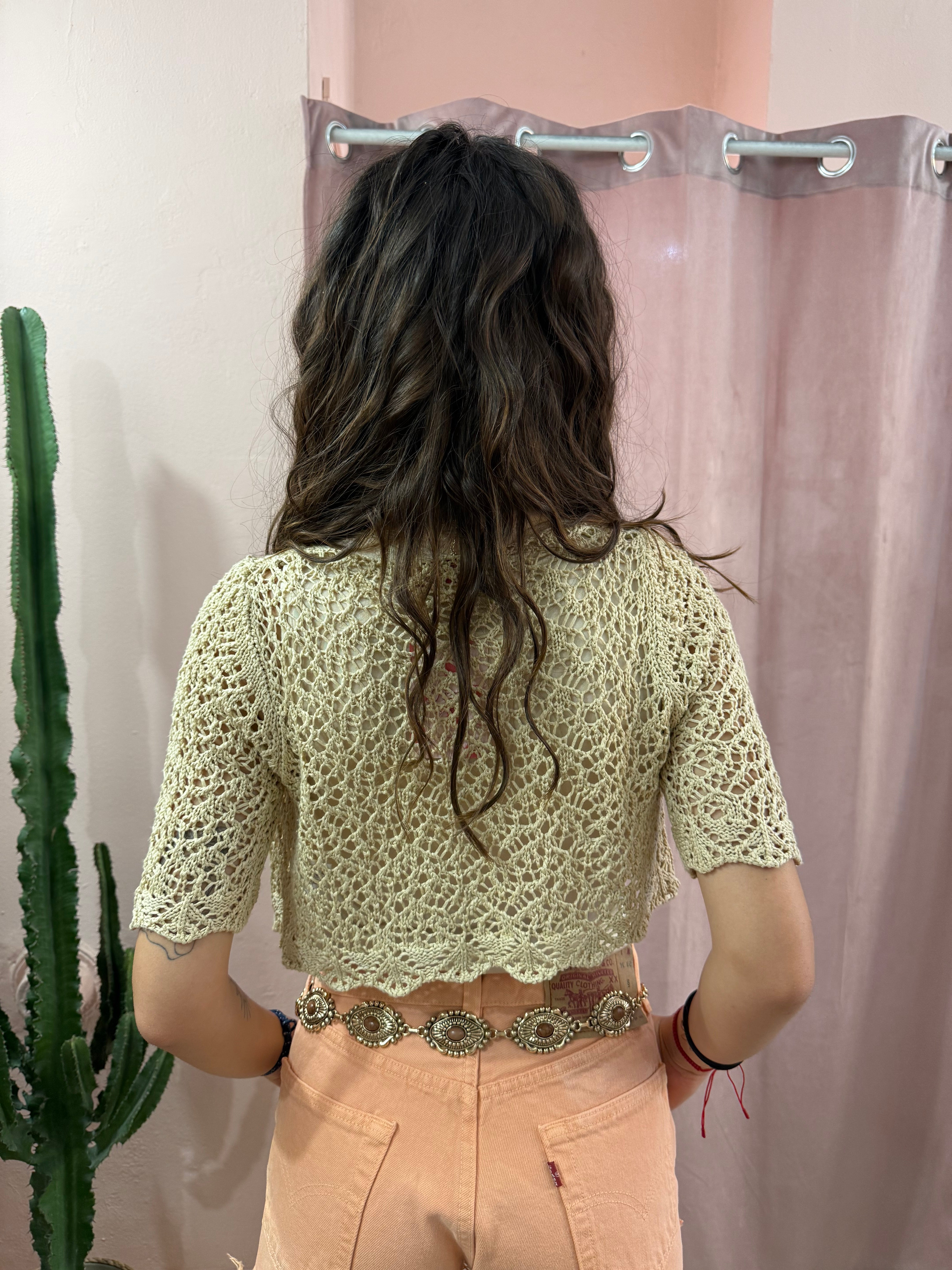 Cardigan Crochet beige