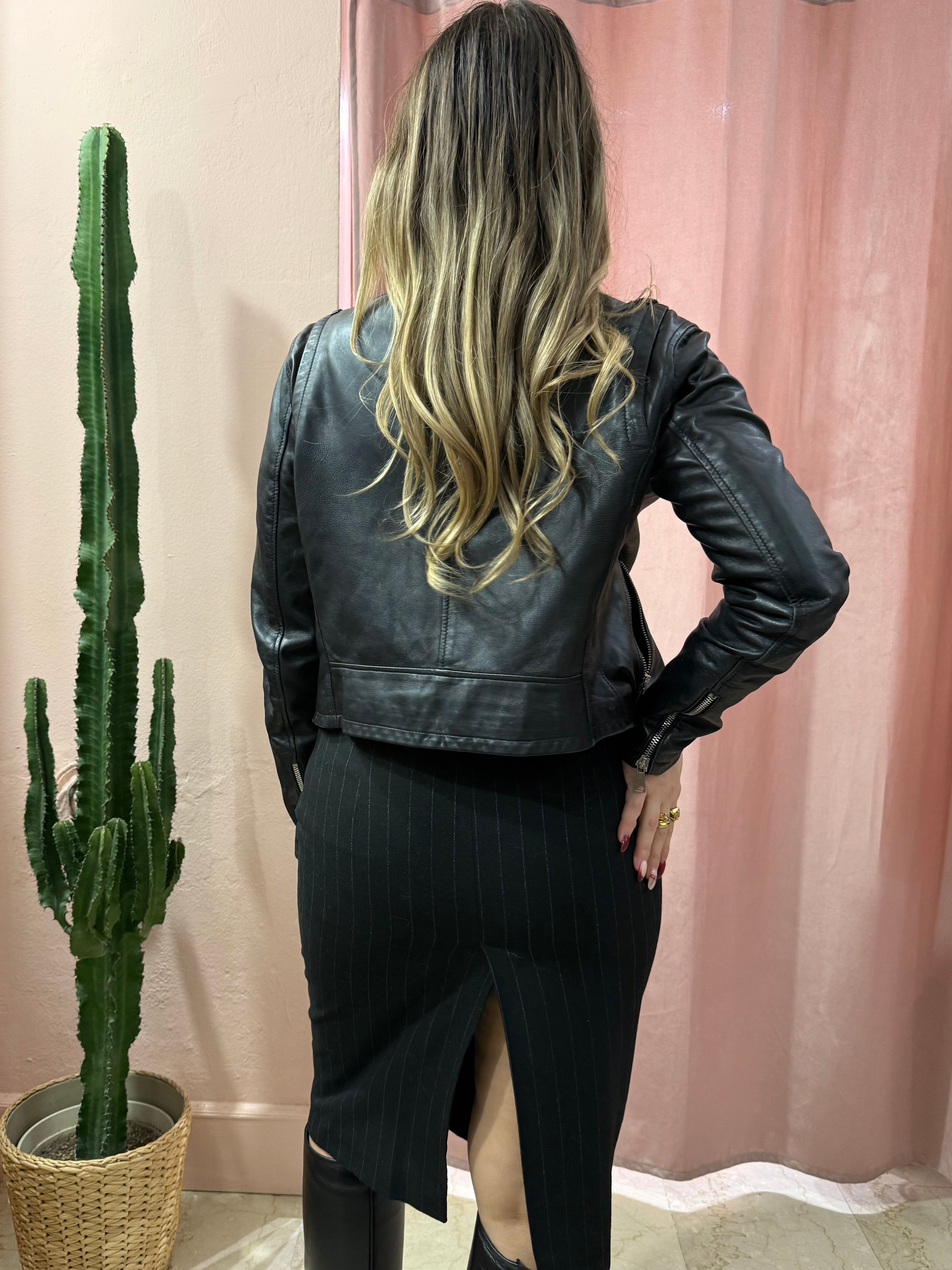 Chiodo in vera pelle nero