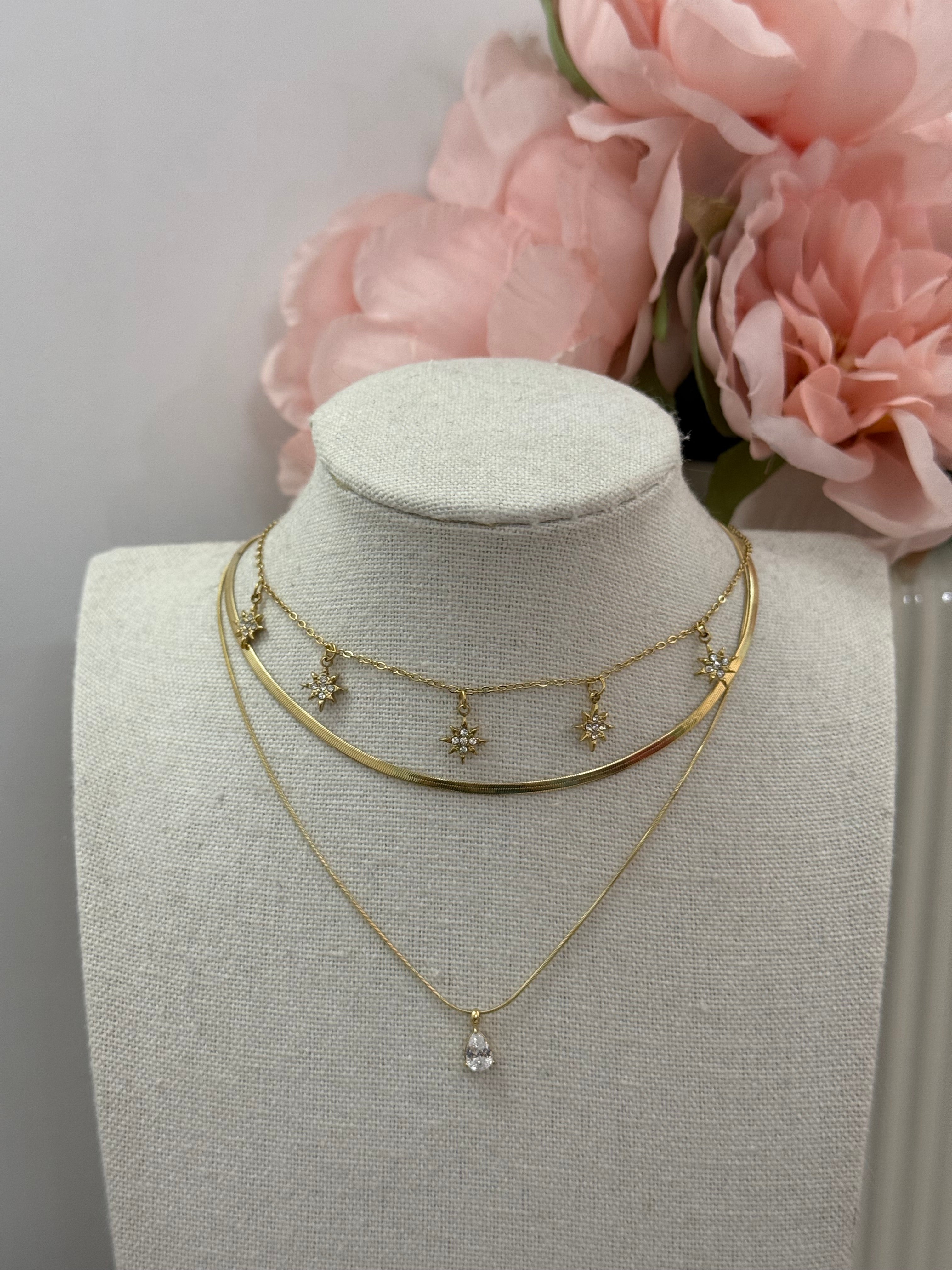 Collana doppia con punto luce gold/silver