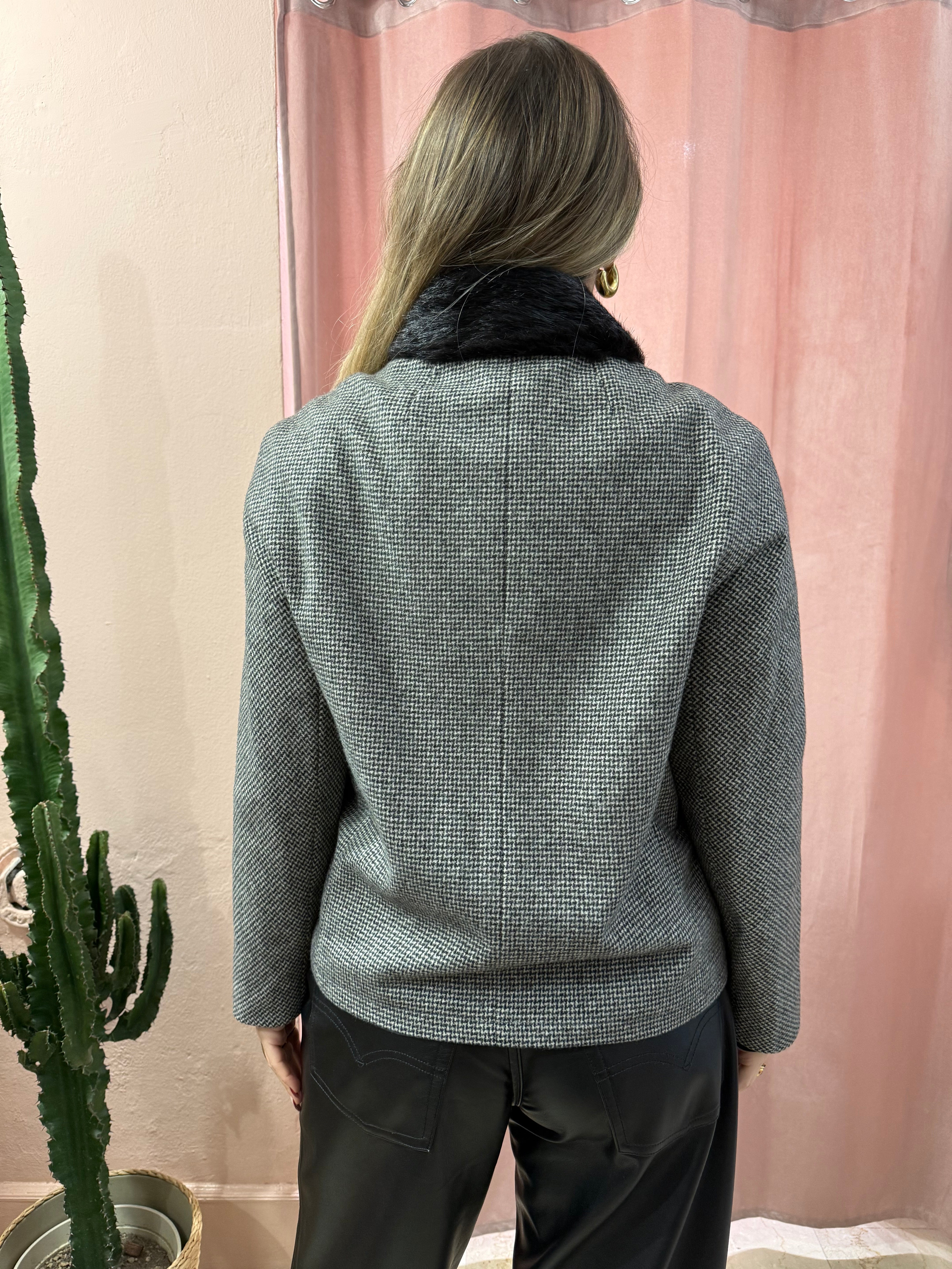 Blazer vintage fiocchi collo in pelliccia