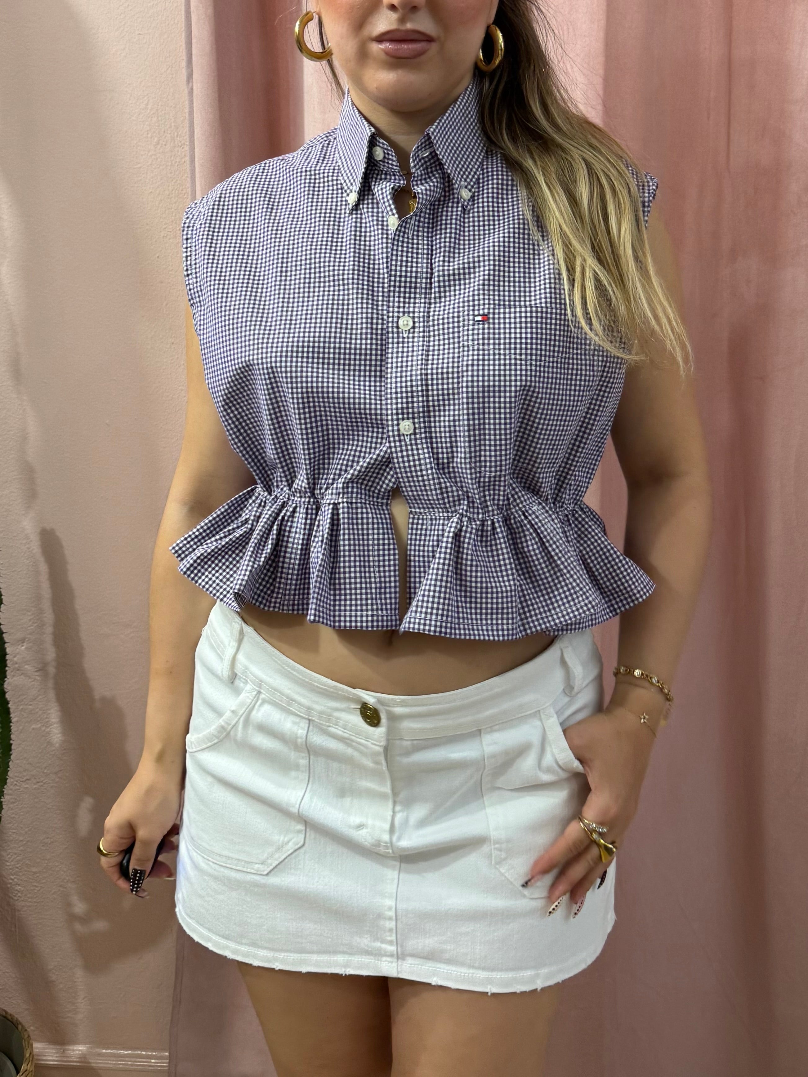 Camicia Tommy Hilfiger upcycling vichy viola