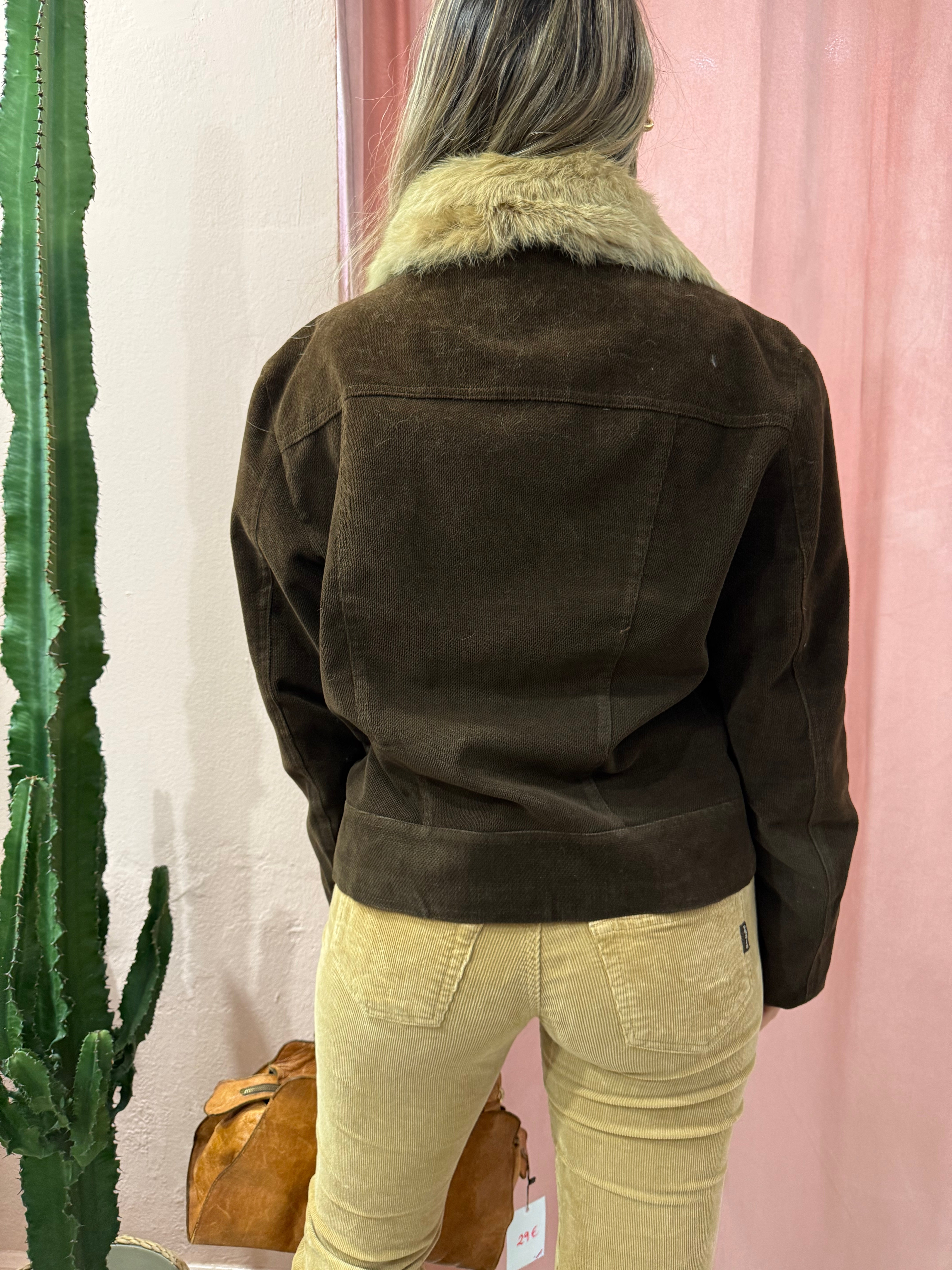 Giacca in tessuto con collo in pelliccia