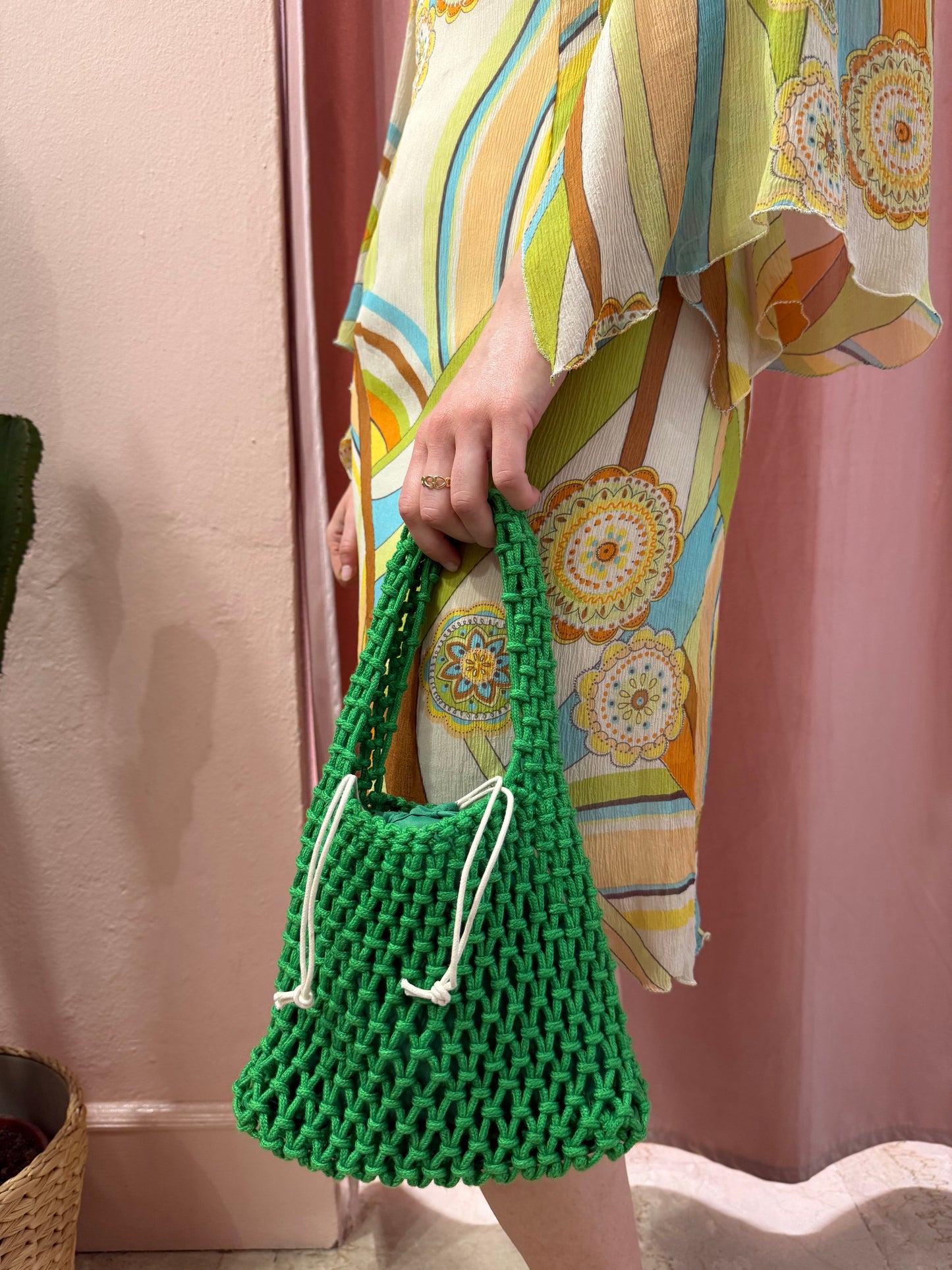 Borsa crochet verde bottega