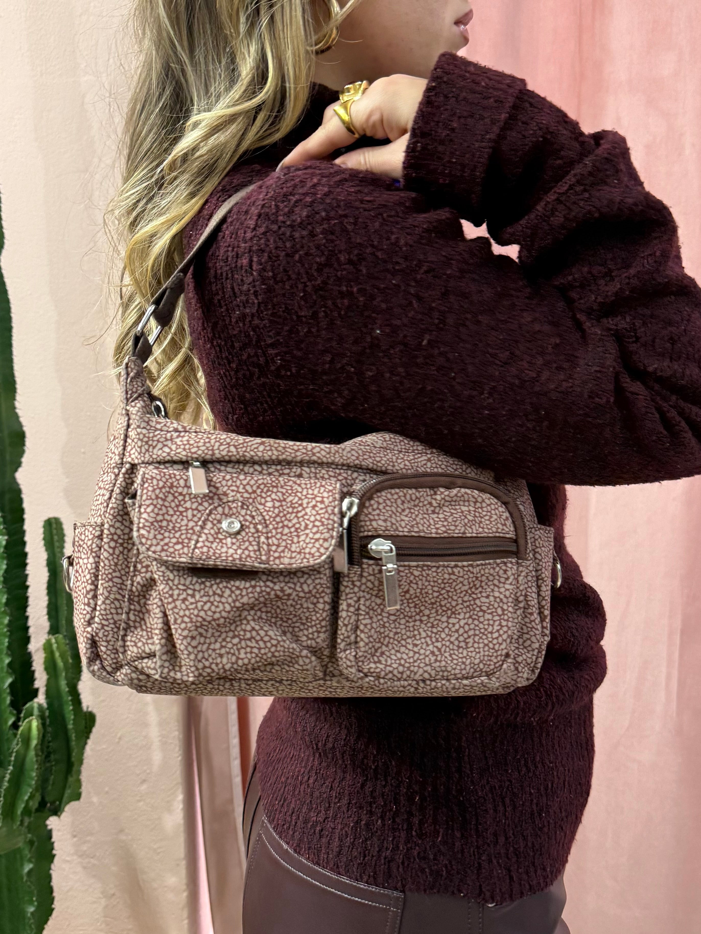 Borsa in tela 00s burgundy