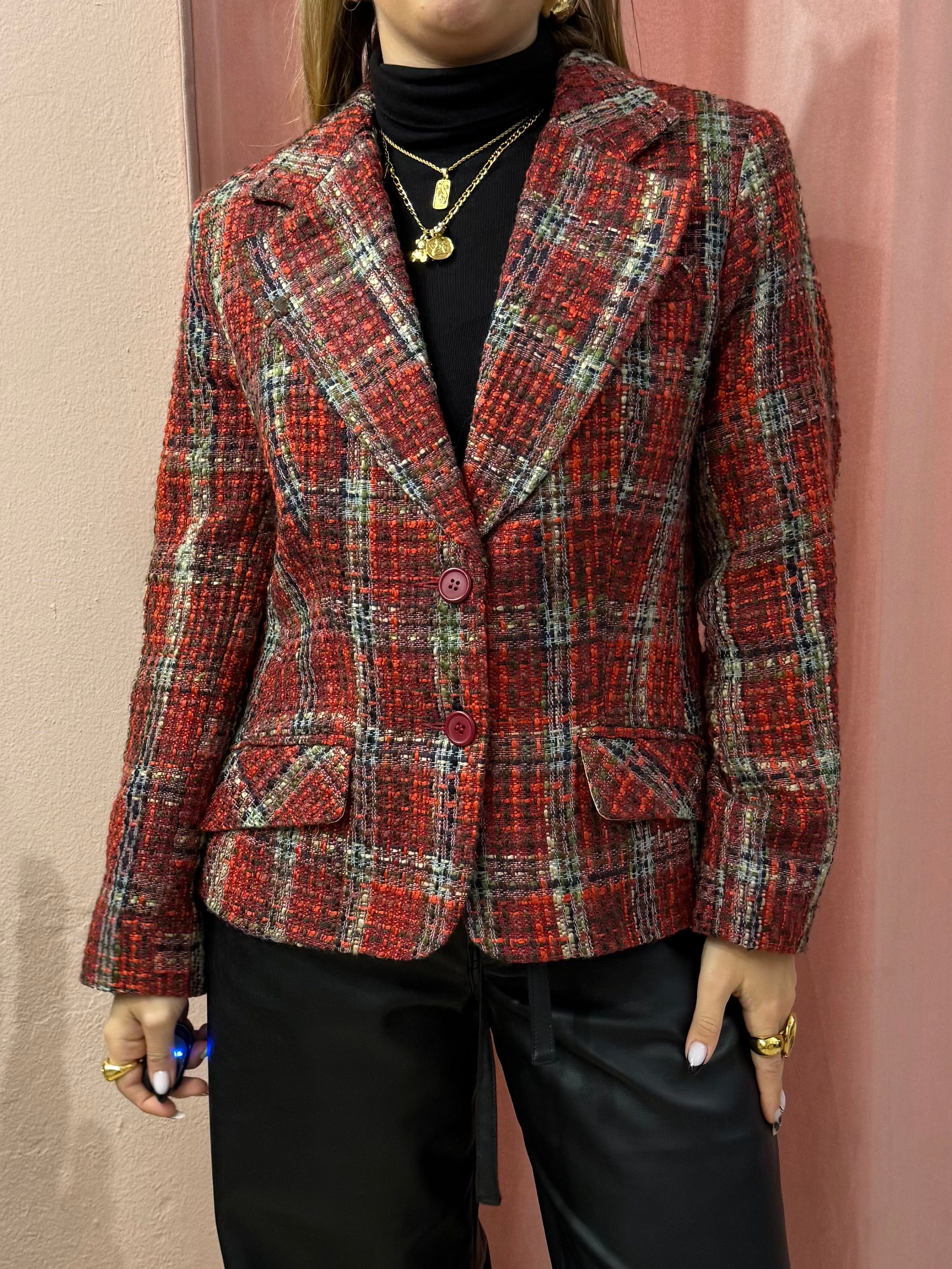 Blazer tartan sul rosso
