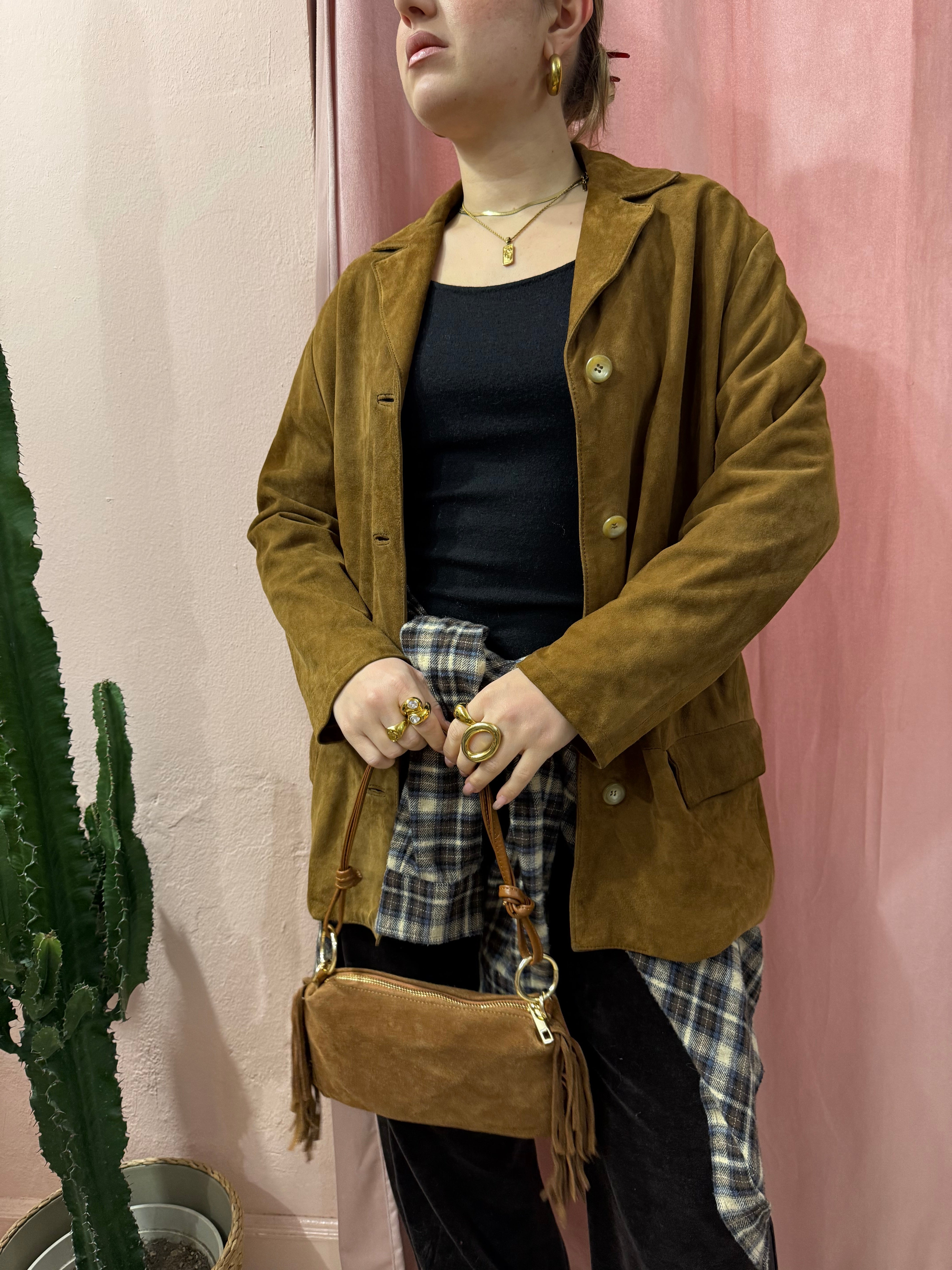 Giacca scamosciata in pelle