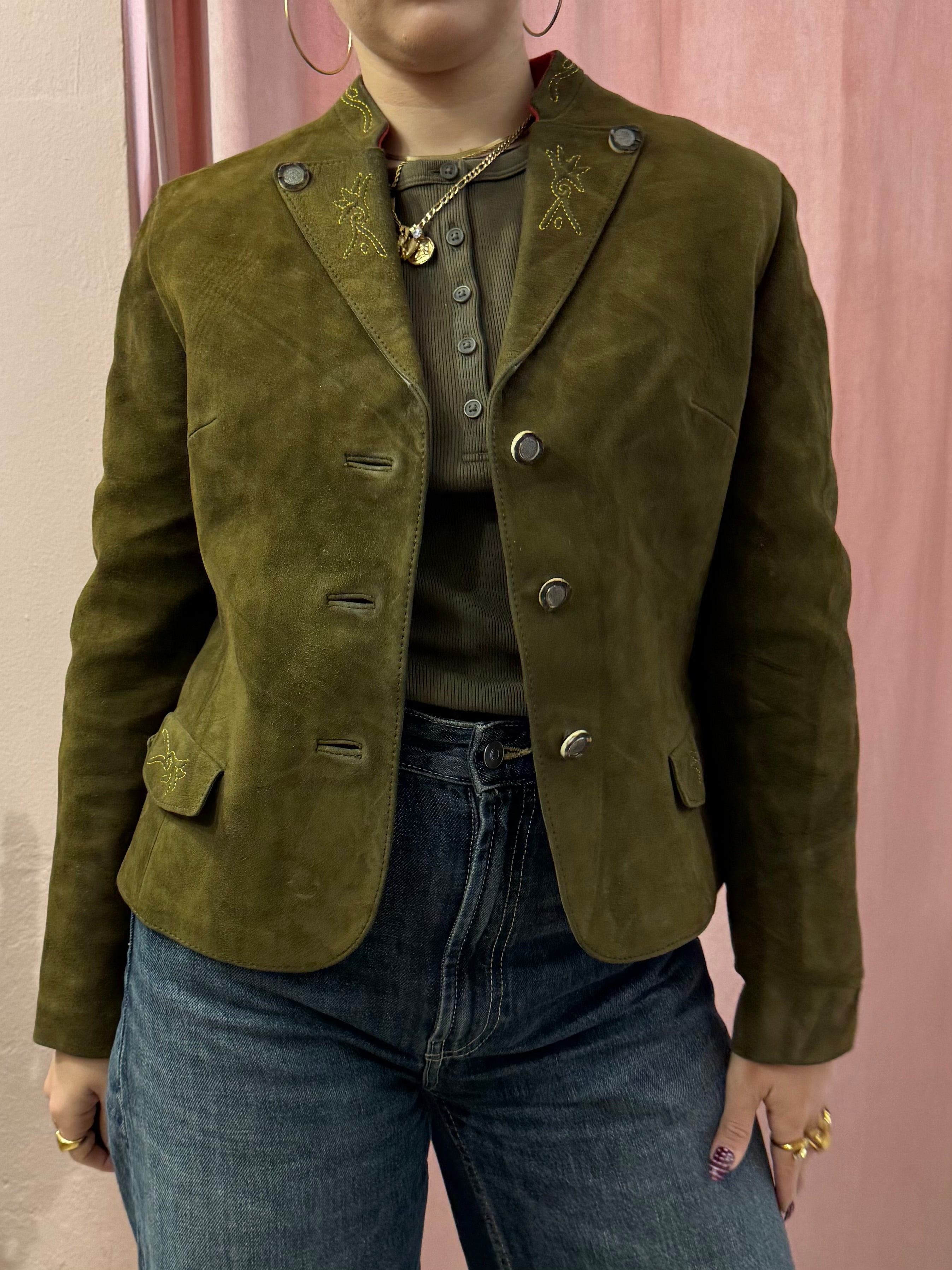 Giacca in vera pelle verdone