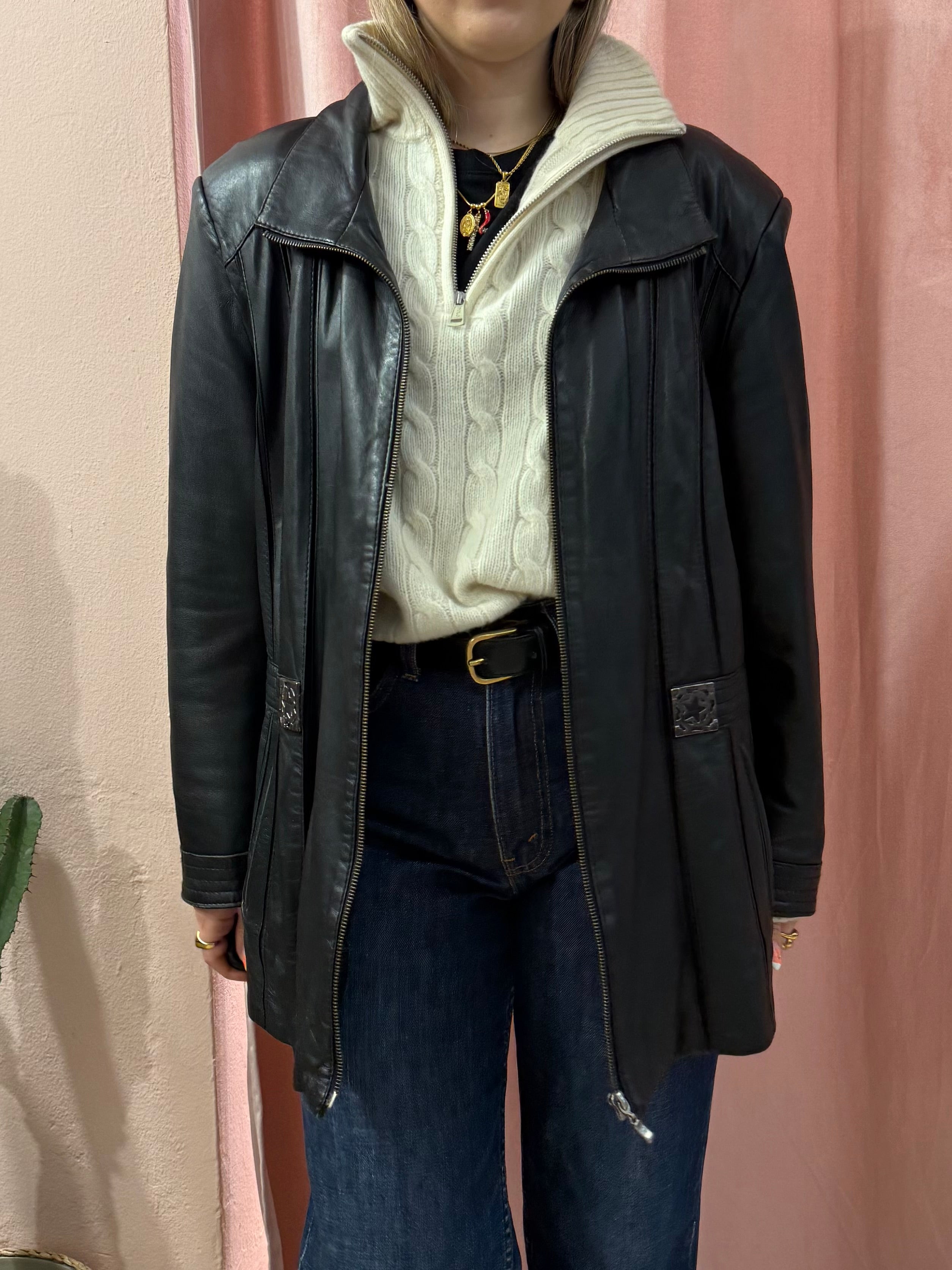 Giacca in pelle con zip