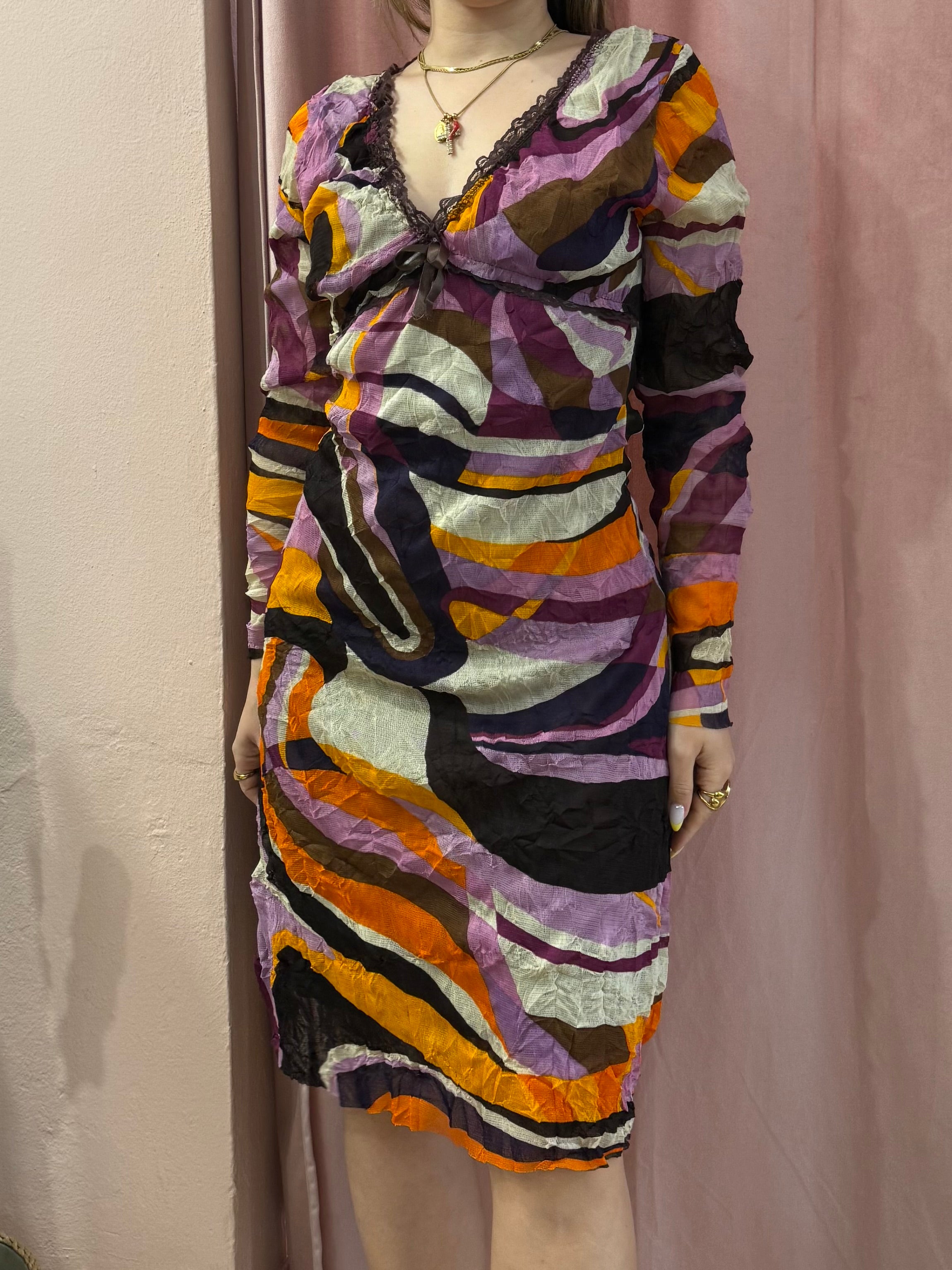 Vestito anni 2000 fantasia colorata