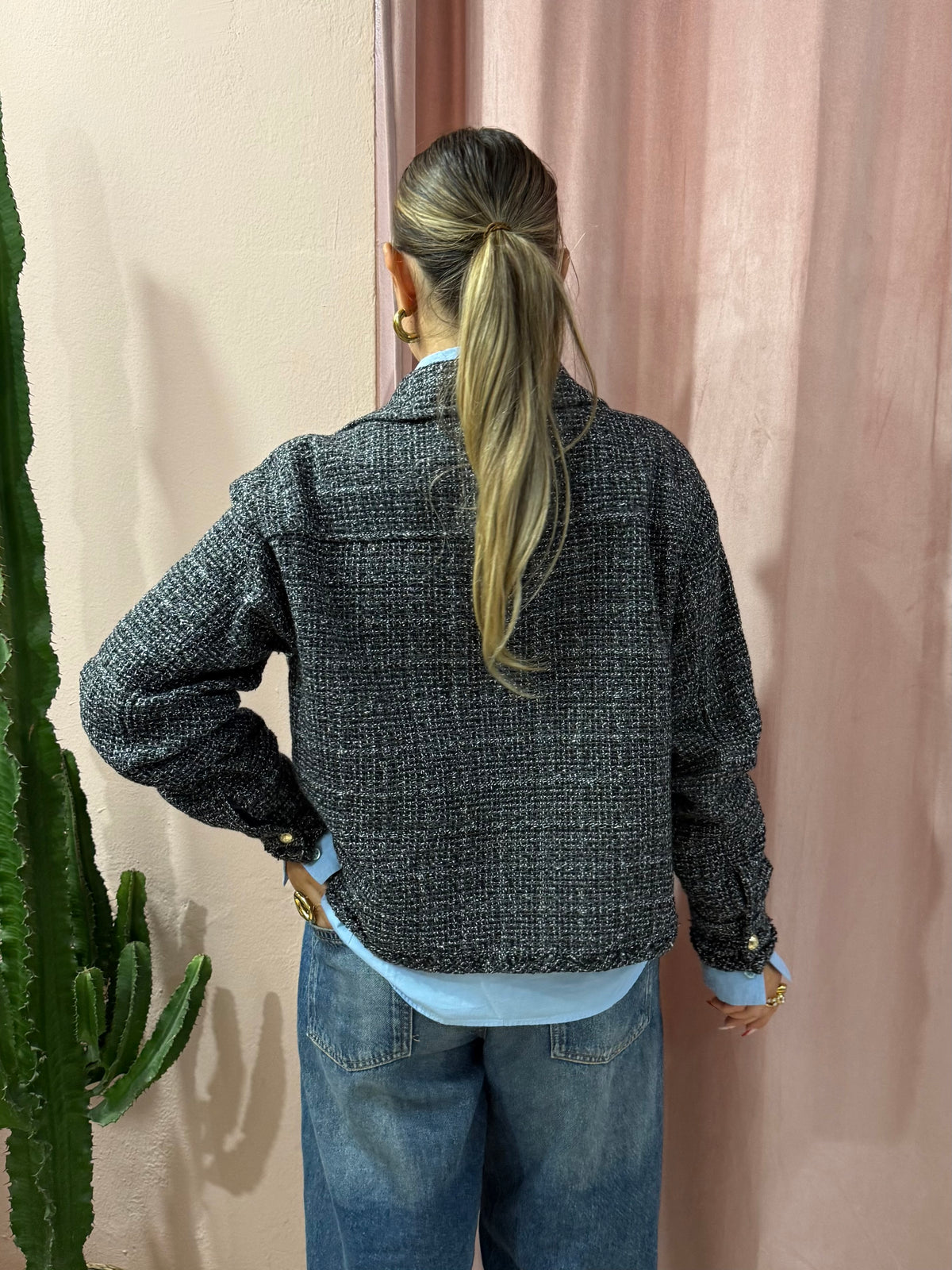 Giacca Emme Marella effetto tweed cotone e lana