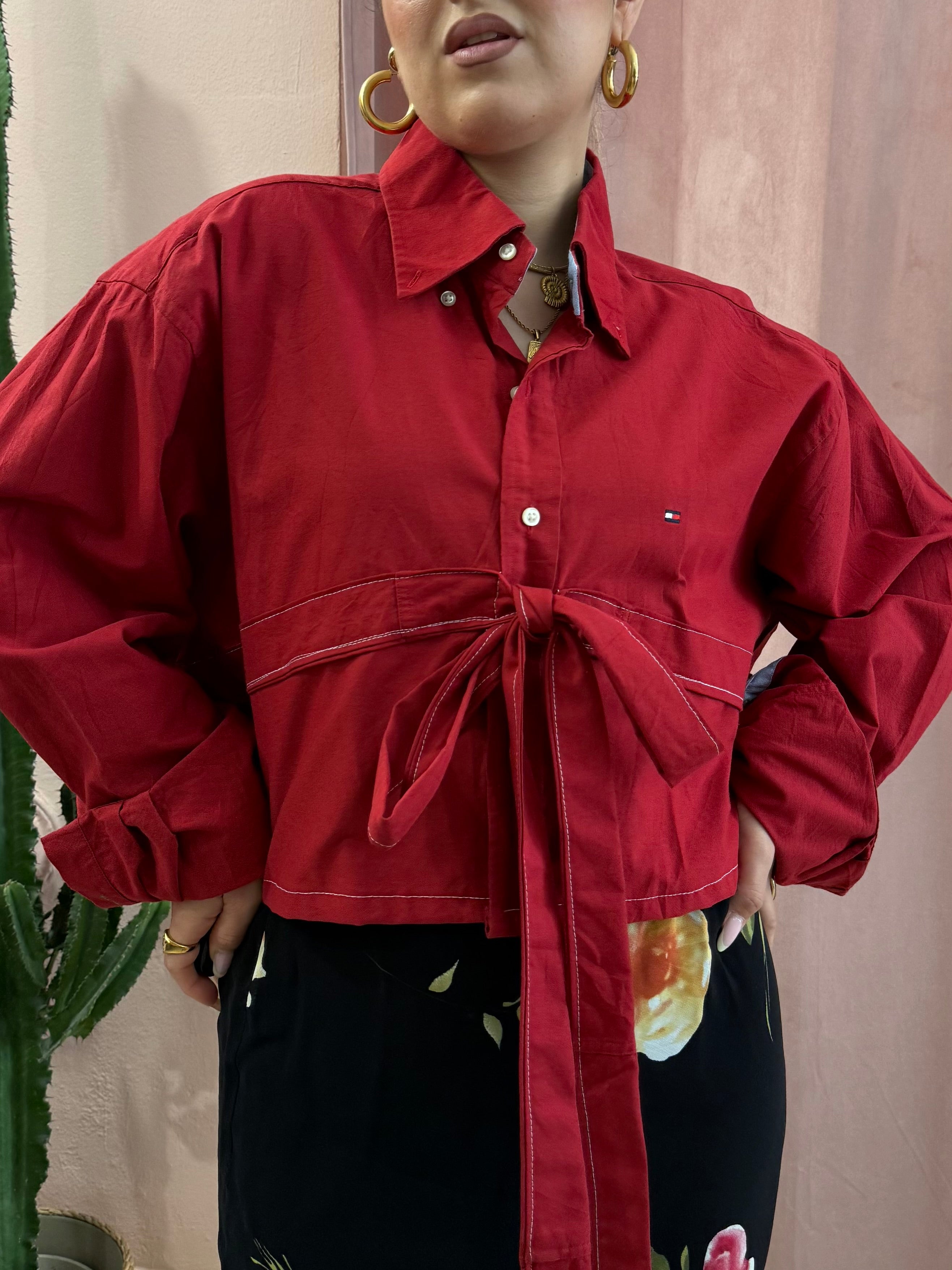 Camicia Tommy Hilfiger upcycling ciliegia