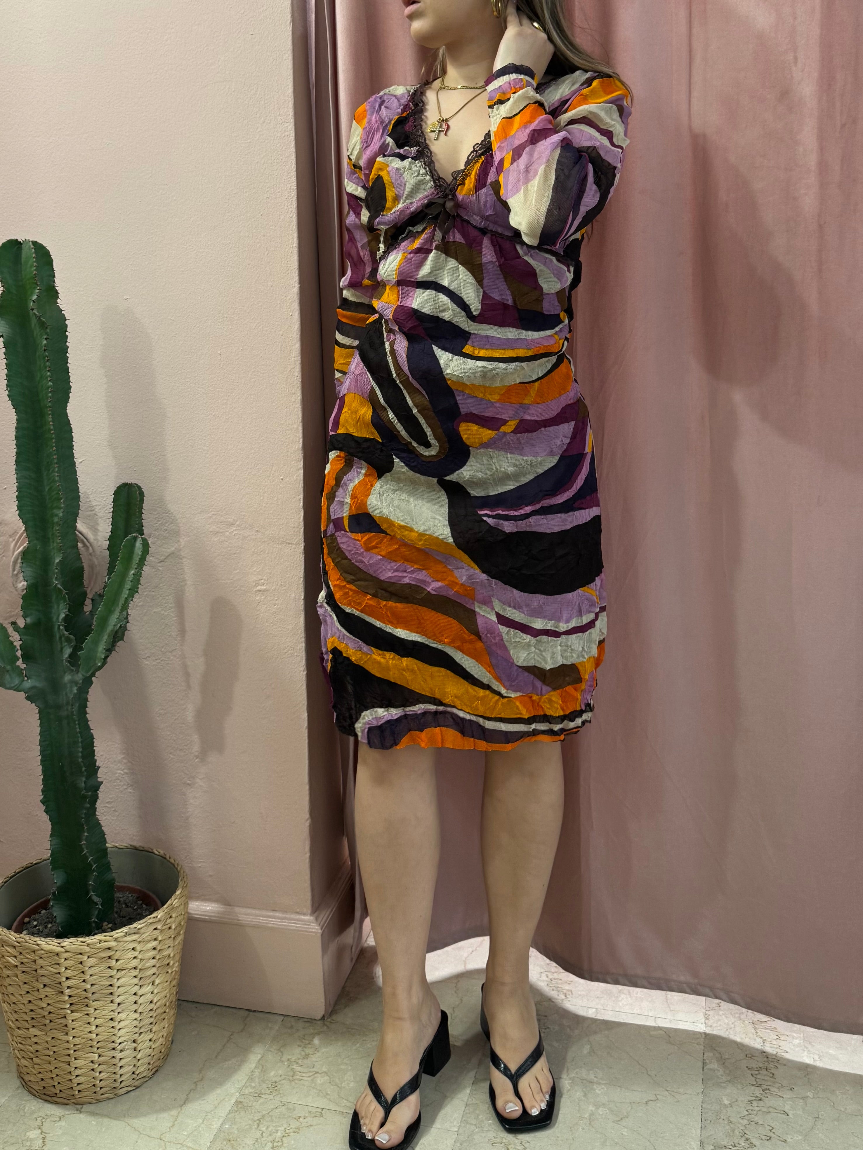 Vestito anni 2000 fantasia colorata