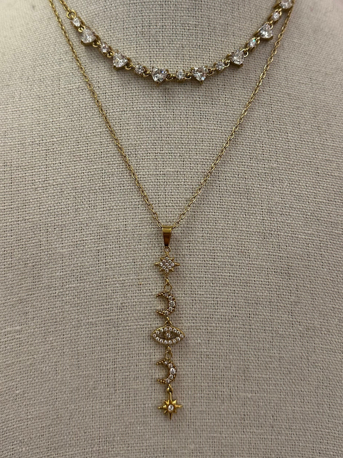 collana ciondolo pendente stelle e luna