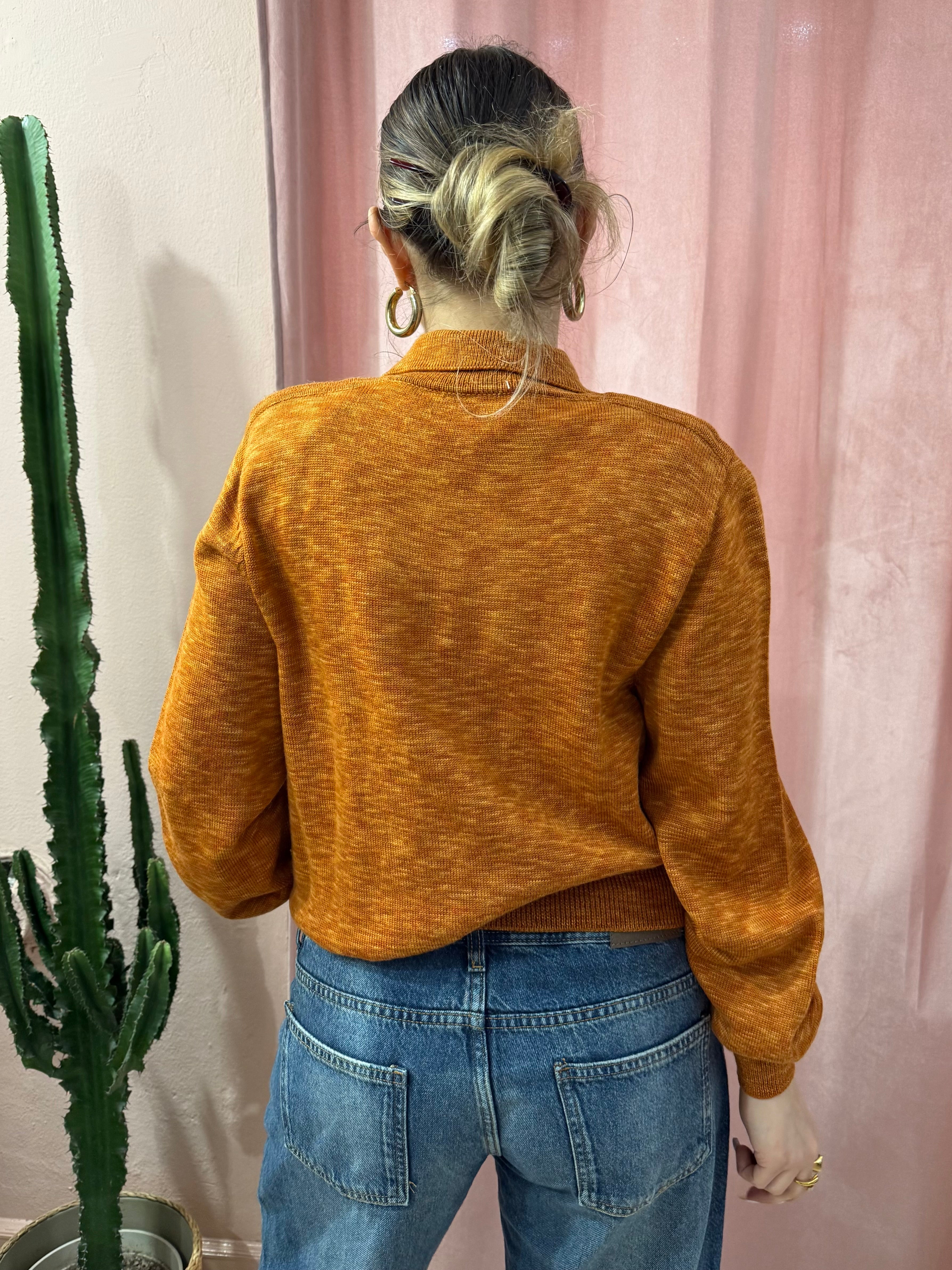 Maglione arancio mélange modello polo