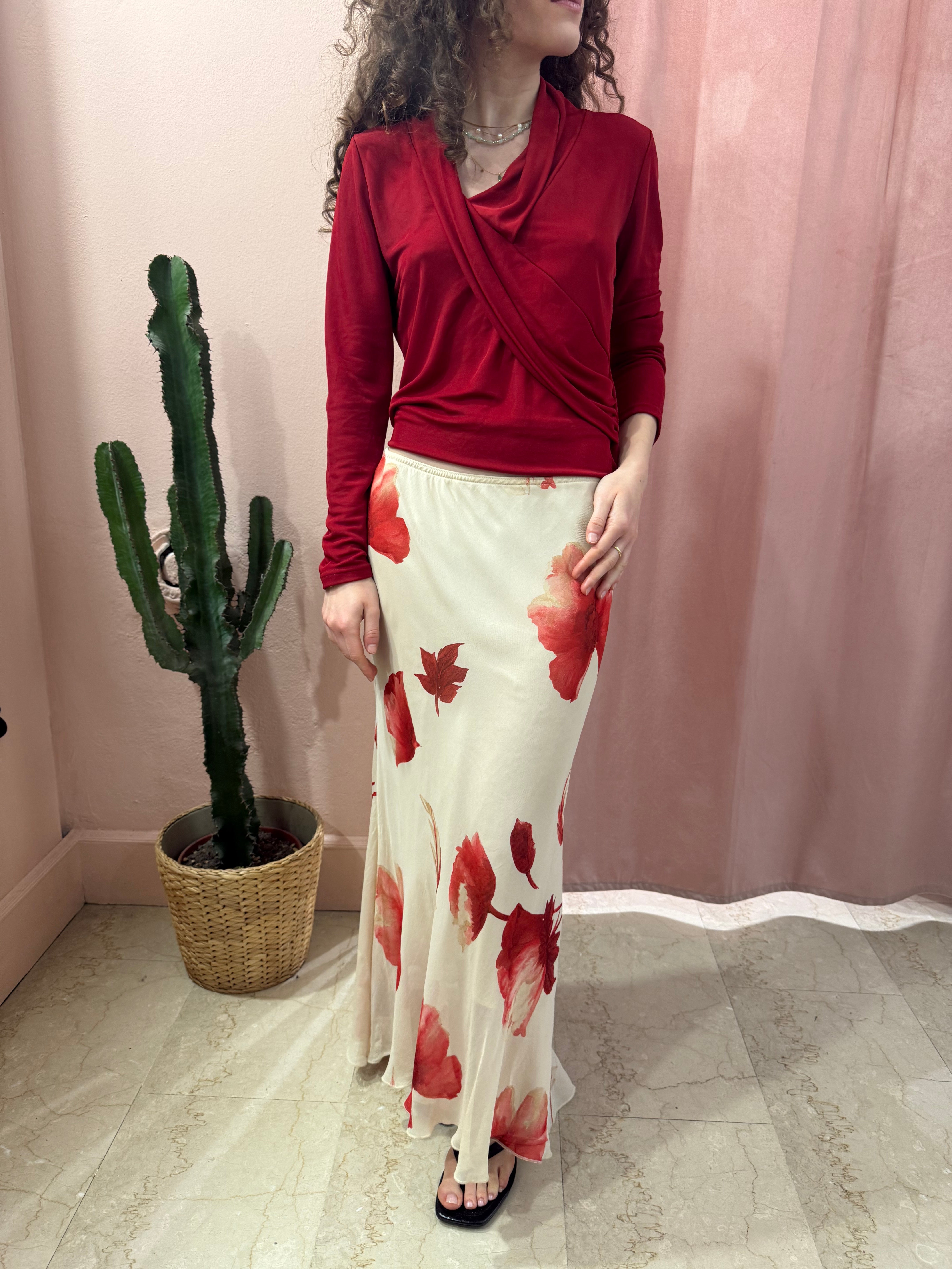 Maxi gonna anni 2000 fantasia fiori