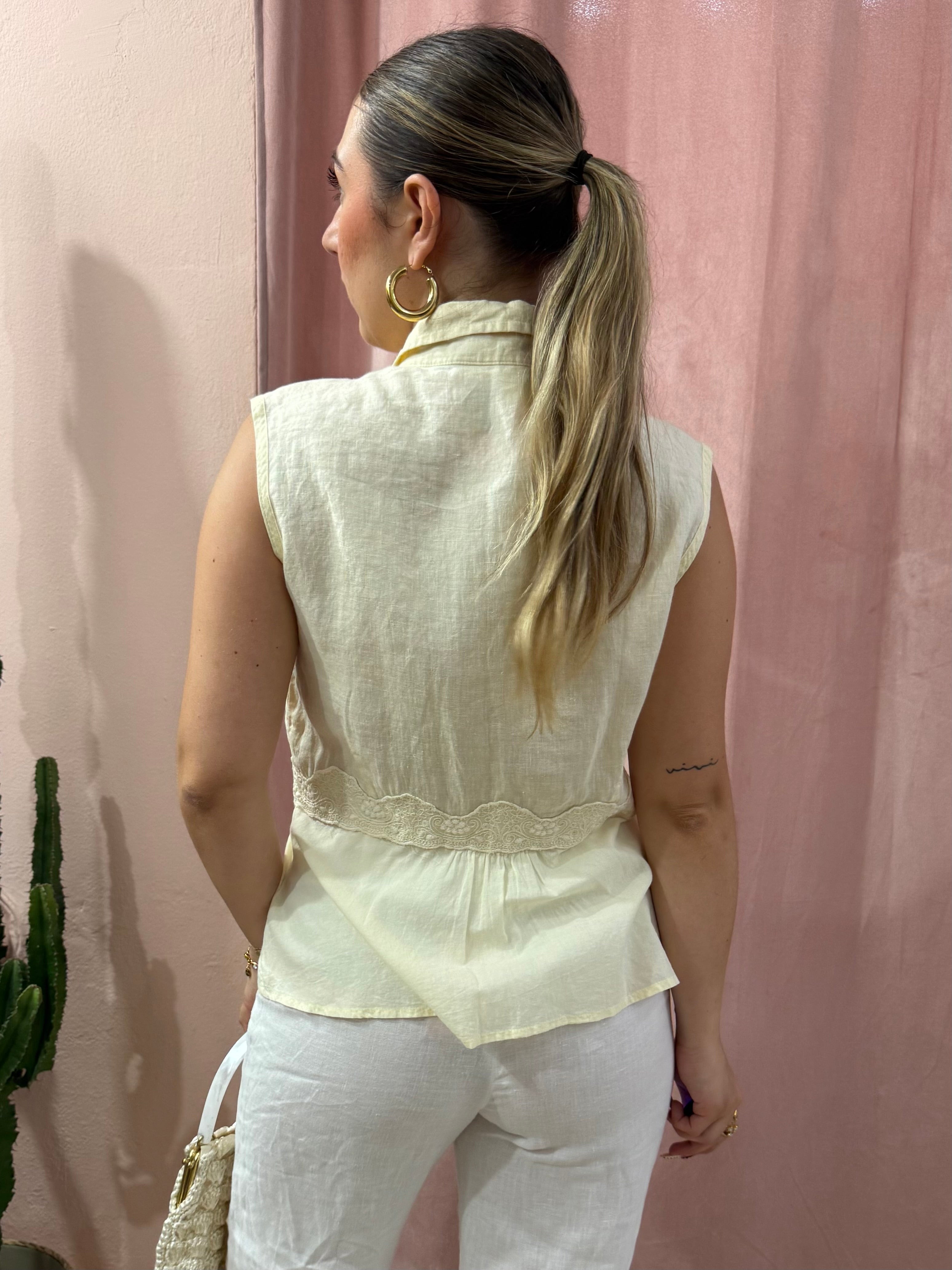Blusa Max Mara weekend giallo burro in lino