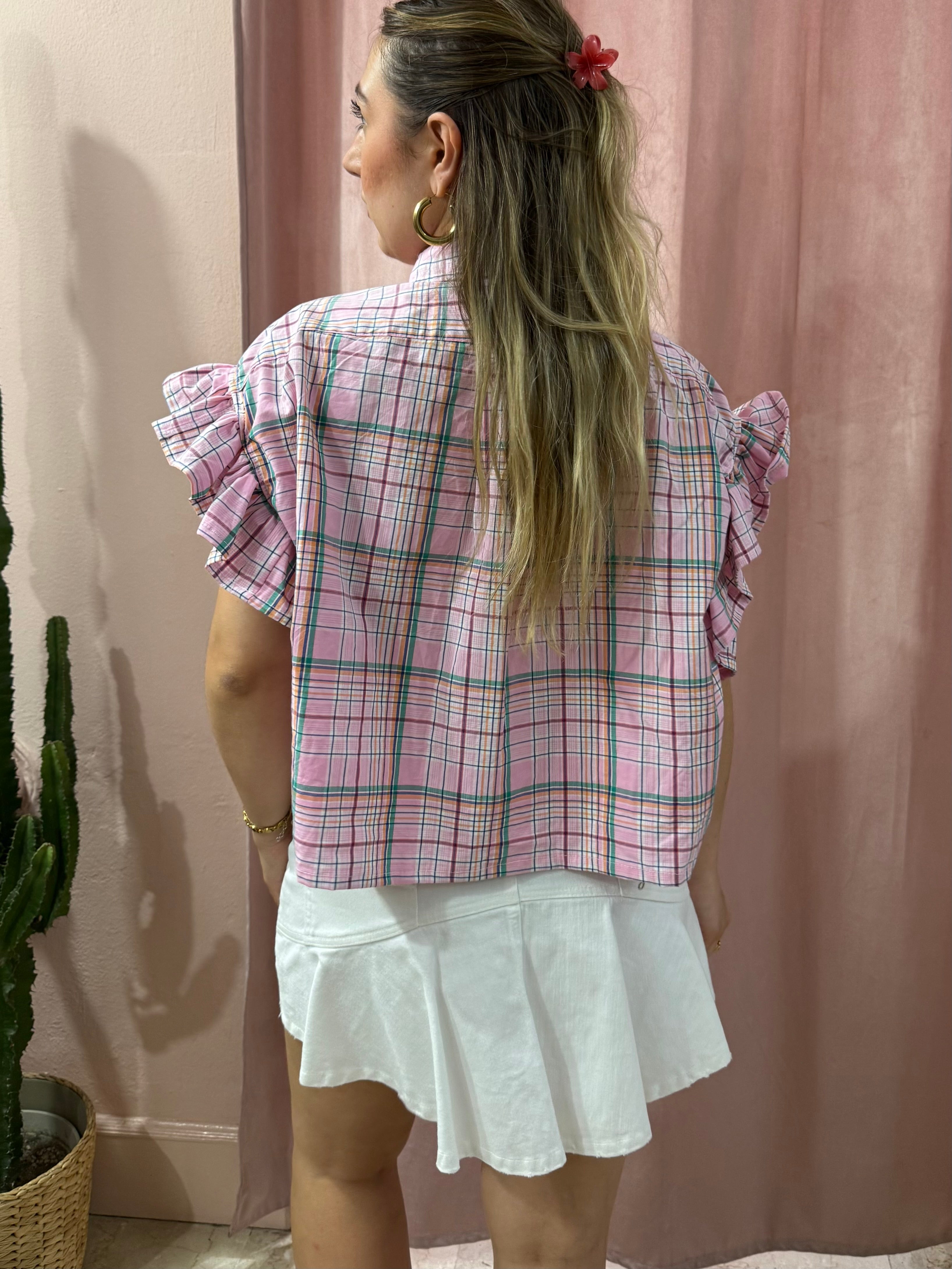 Camicia Ralph Lauren upcycling quadri rosa