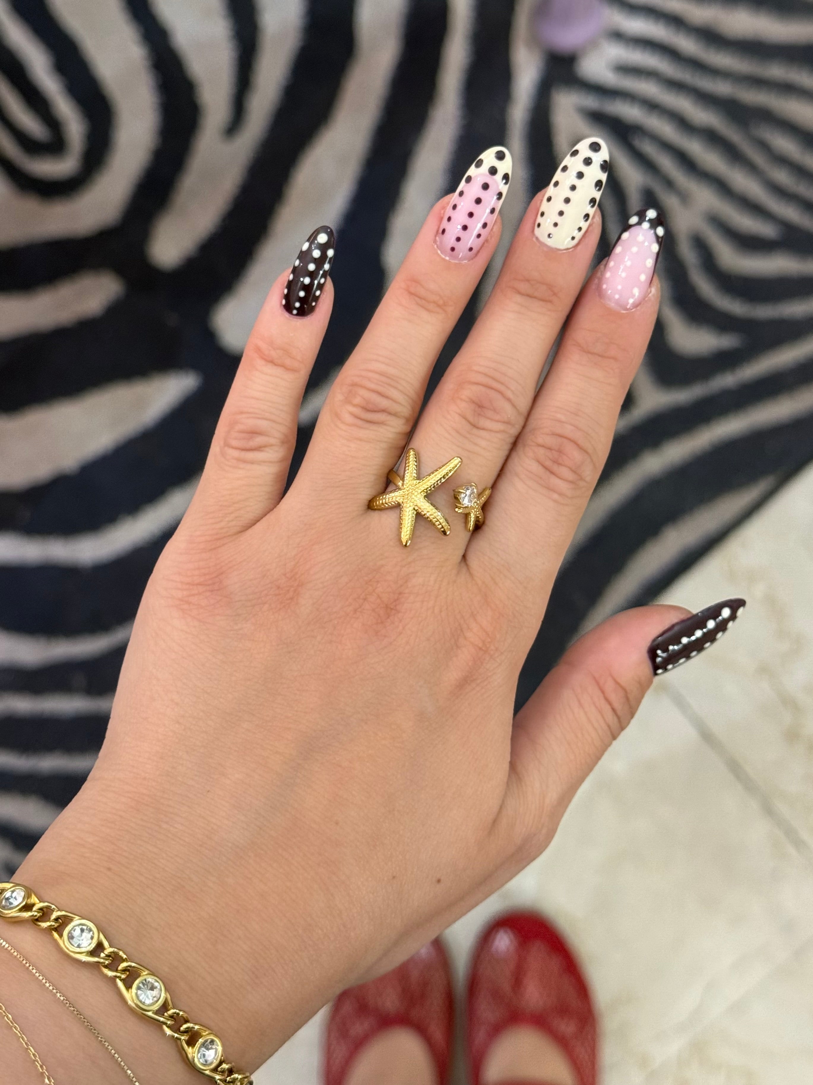 Anello stella marina con strass