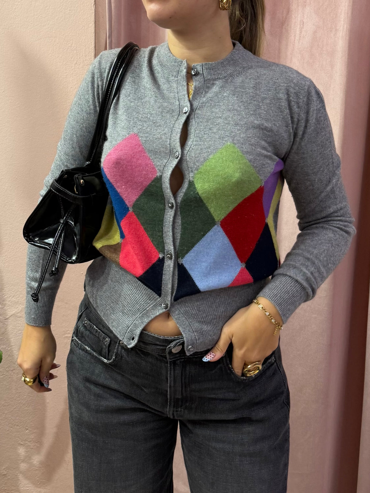 cardigan a rombi Ballantyne lana e cashmere