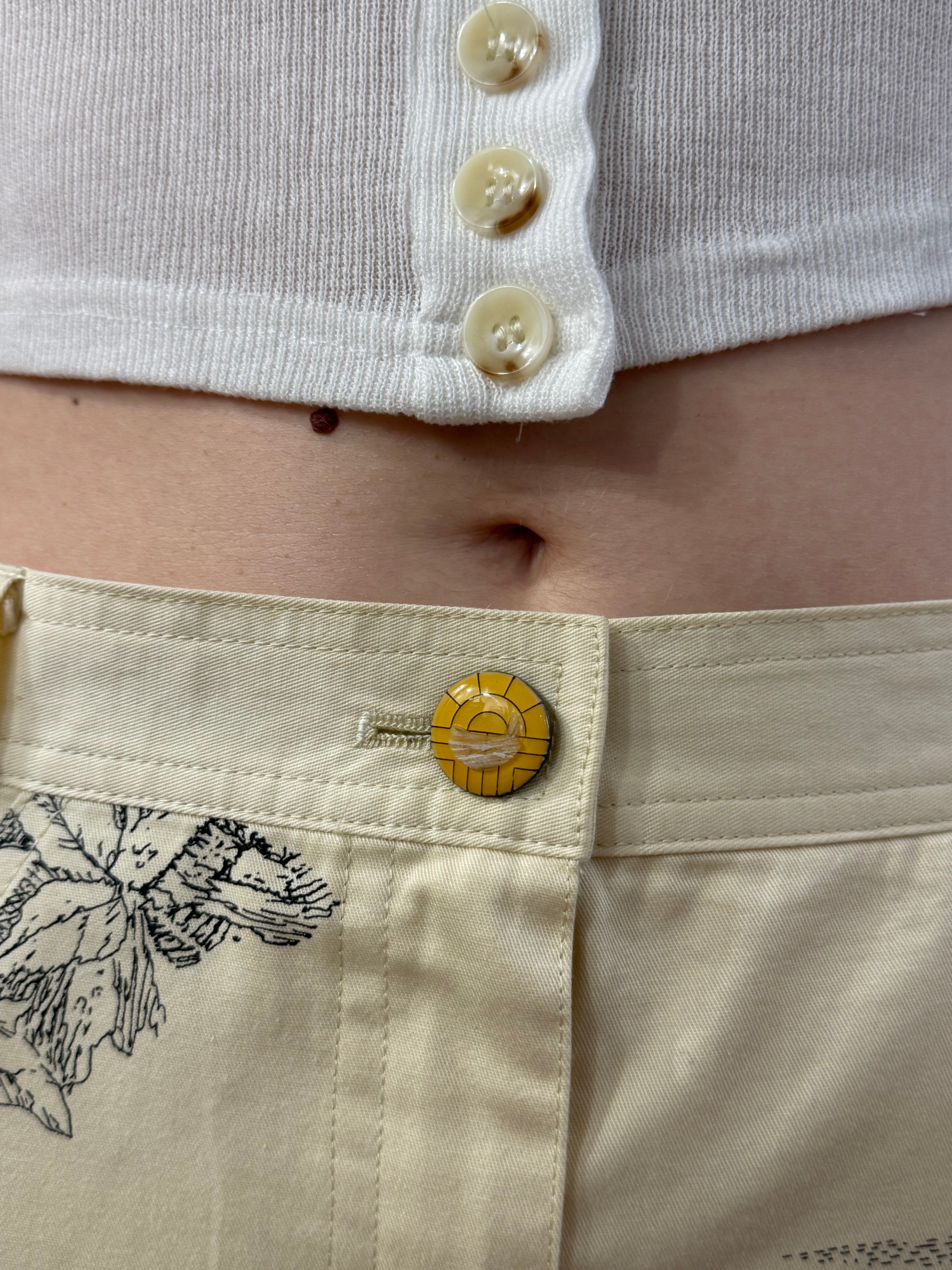 Gonna vintage midi con fantasia disegnata