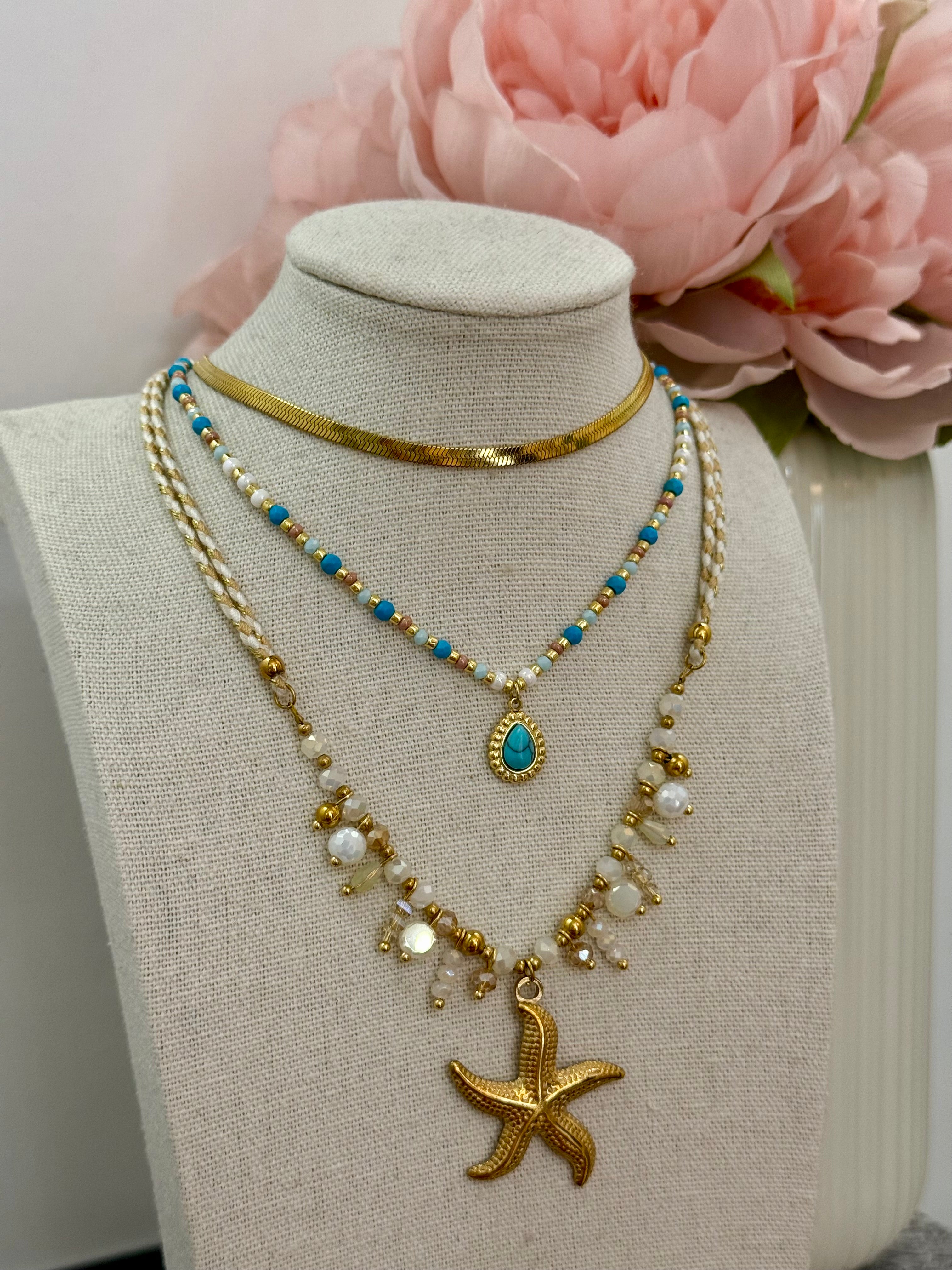 Collana girocollo con ciondolo turchese