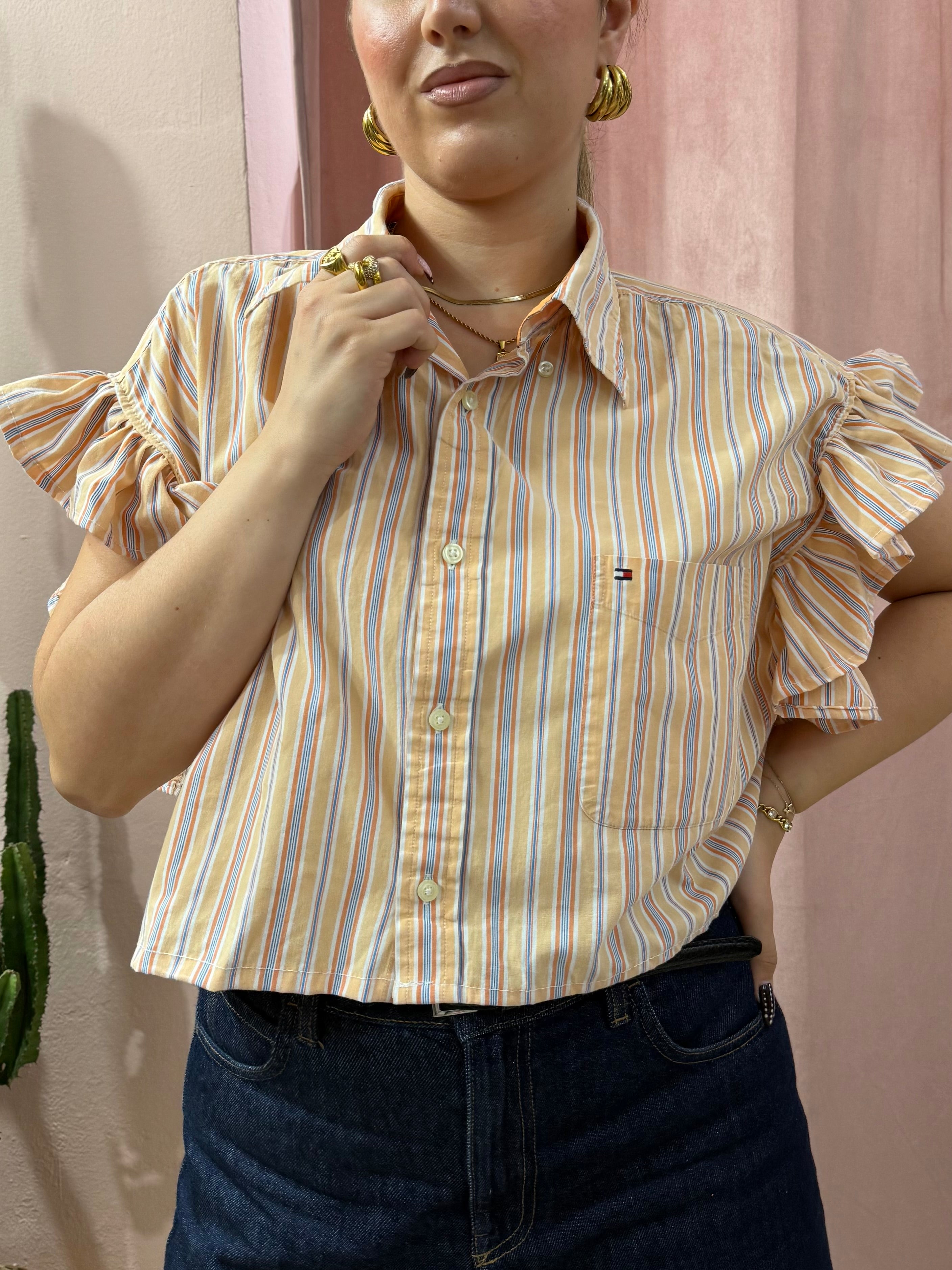 Camicia Tommy Hilfiger upcycling volant a righe