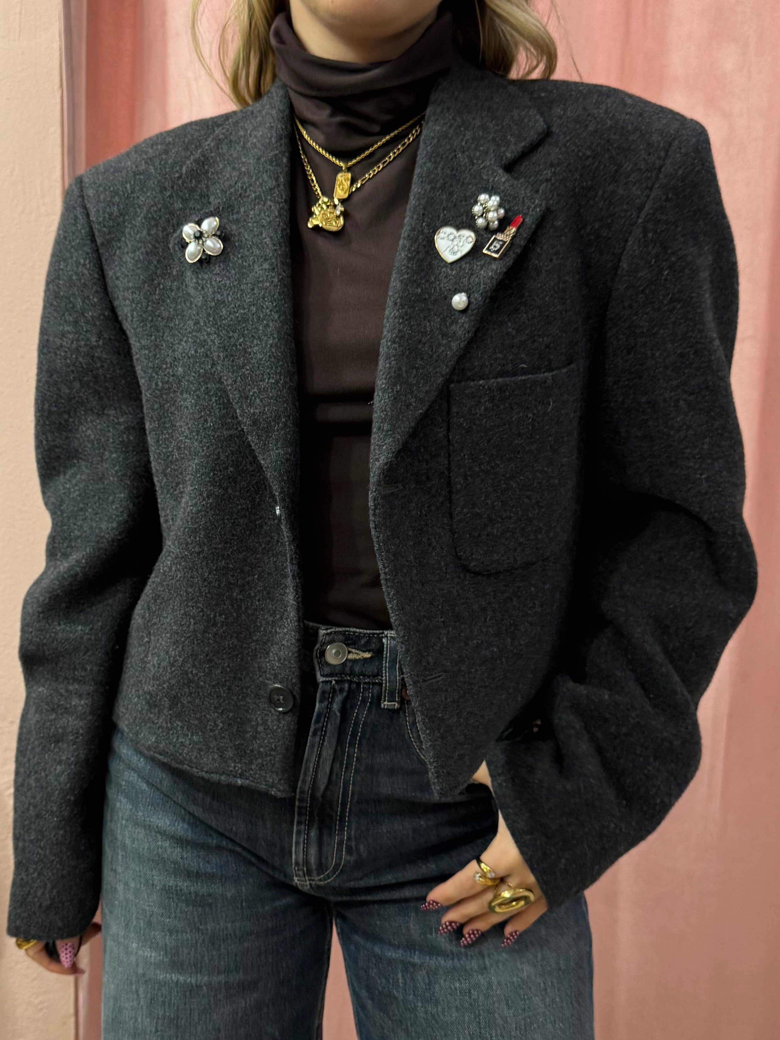 Blazer vintage crop antracite