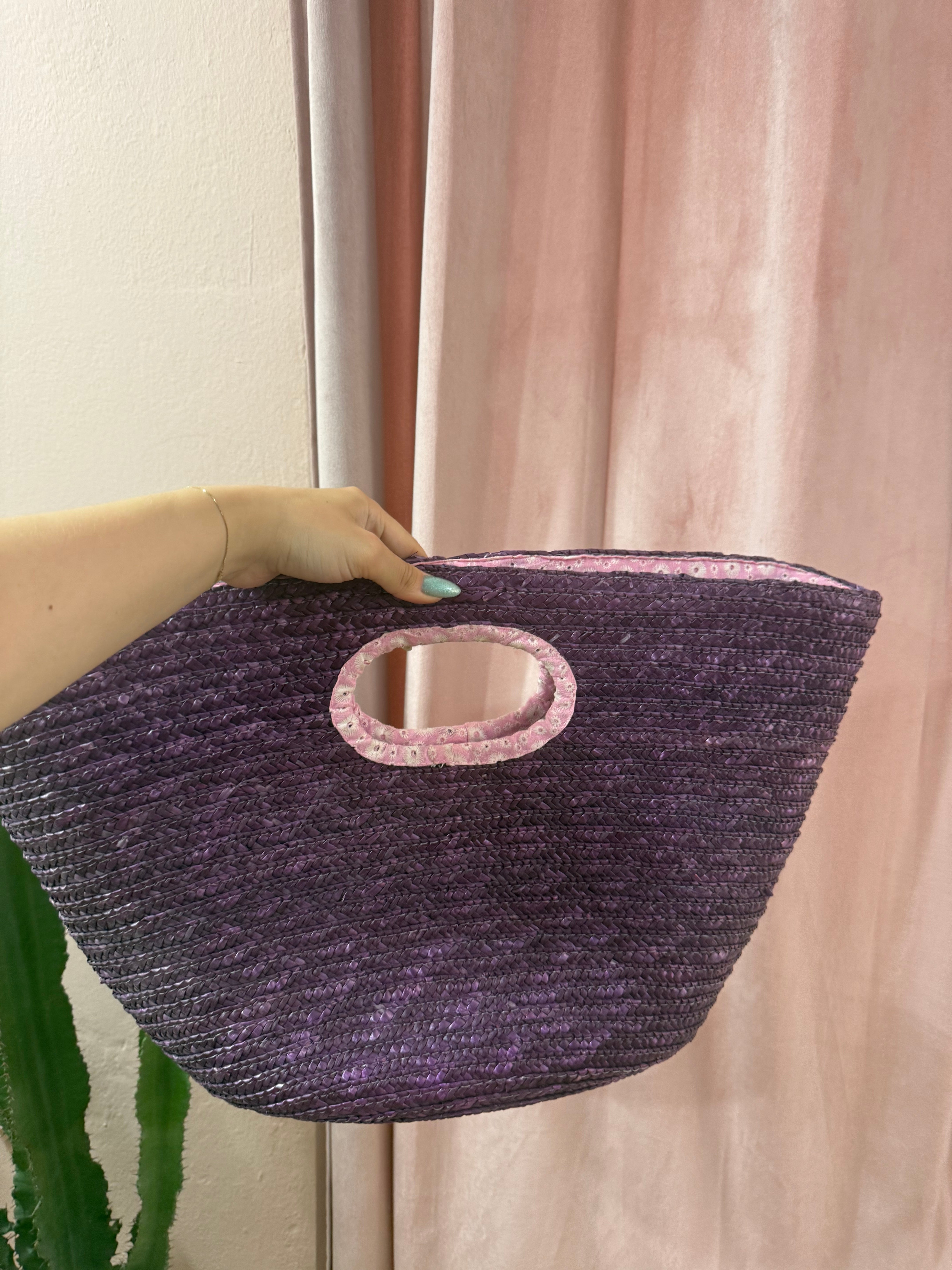 Borsa in paglia Viola