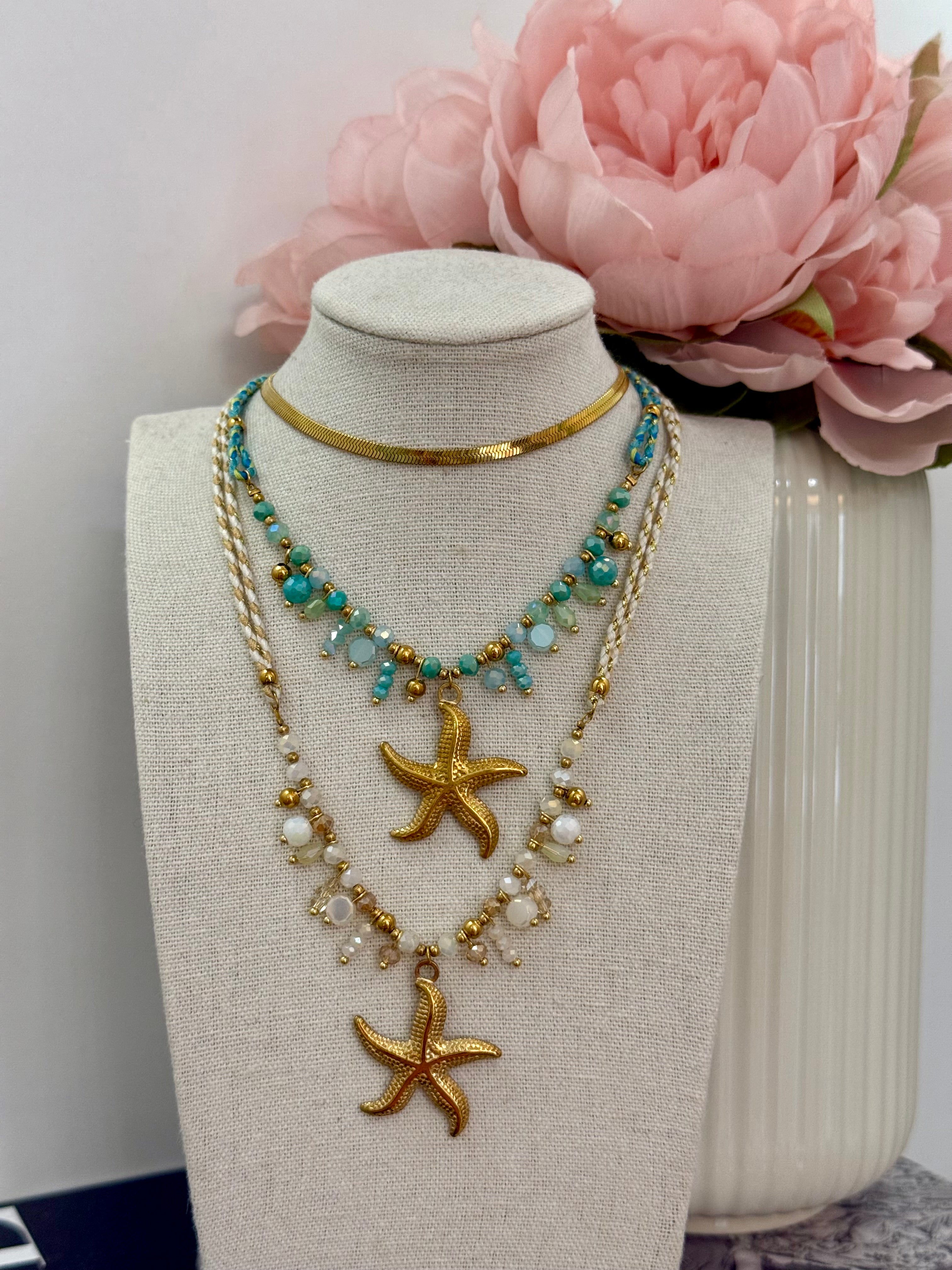 Collana in corda con stella marina | più colori