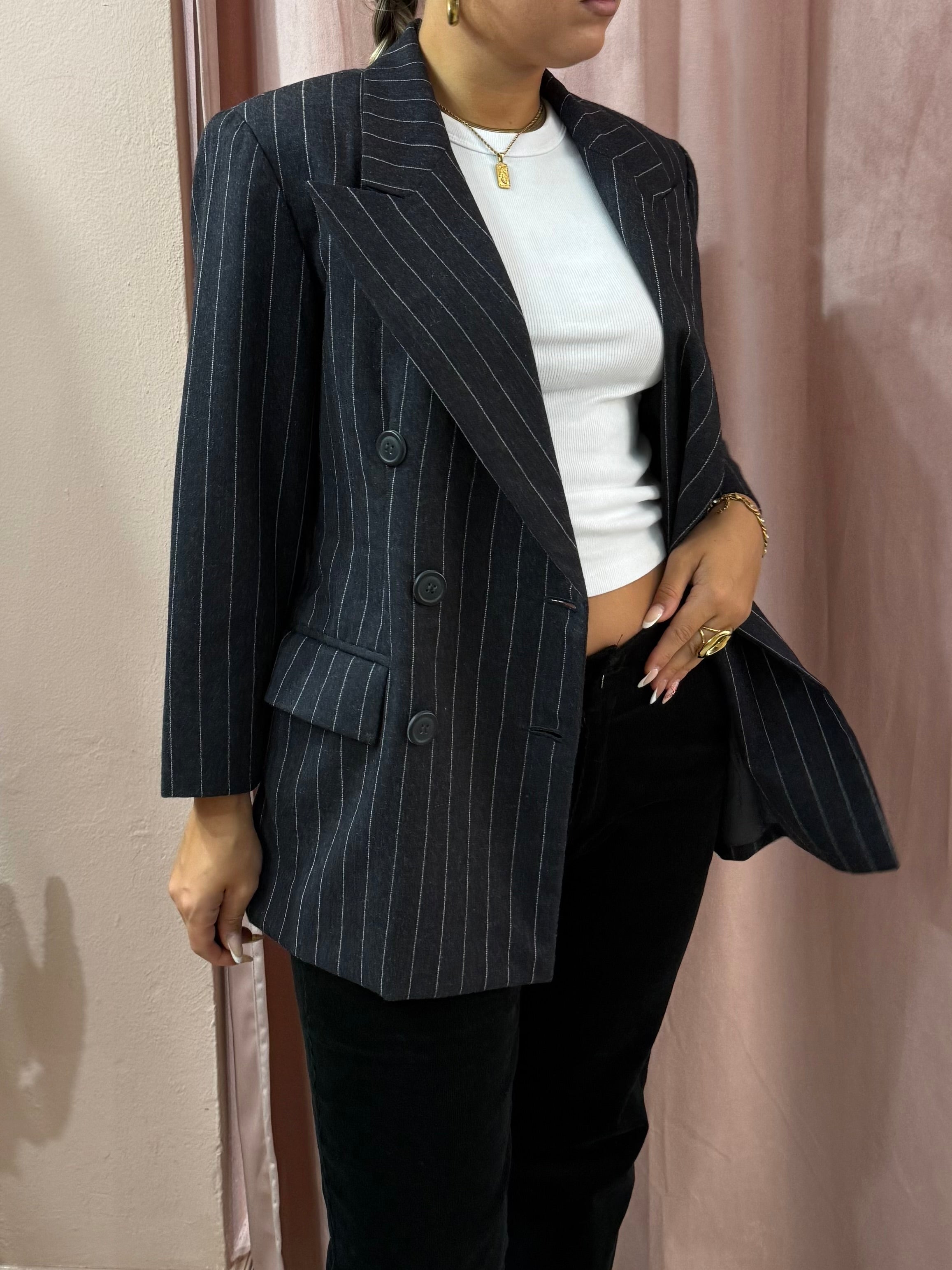 Blazer Pierre Balmain gessato antracite