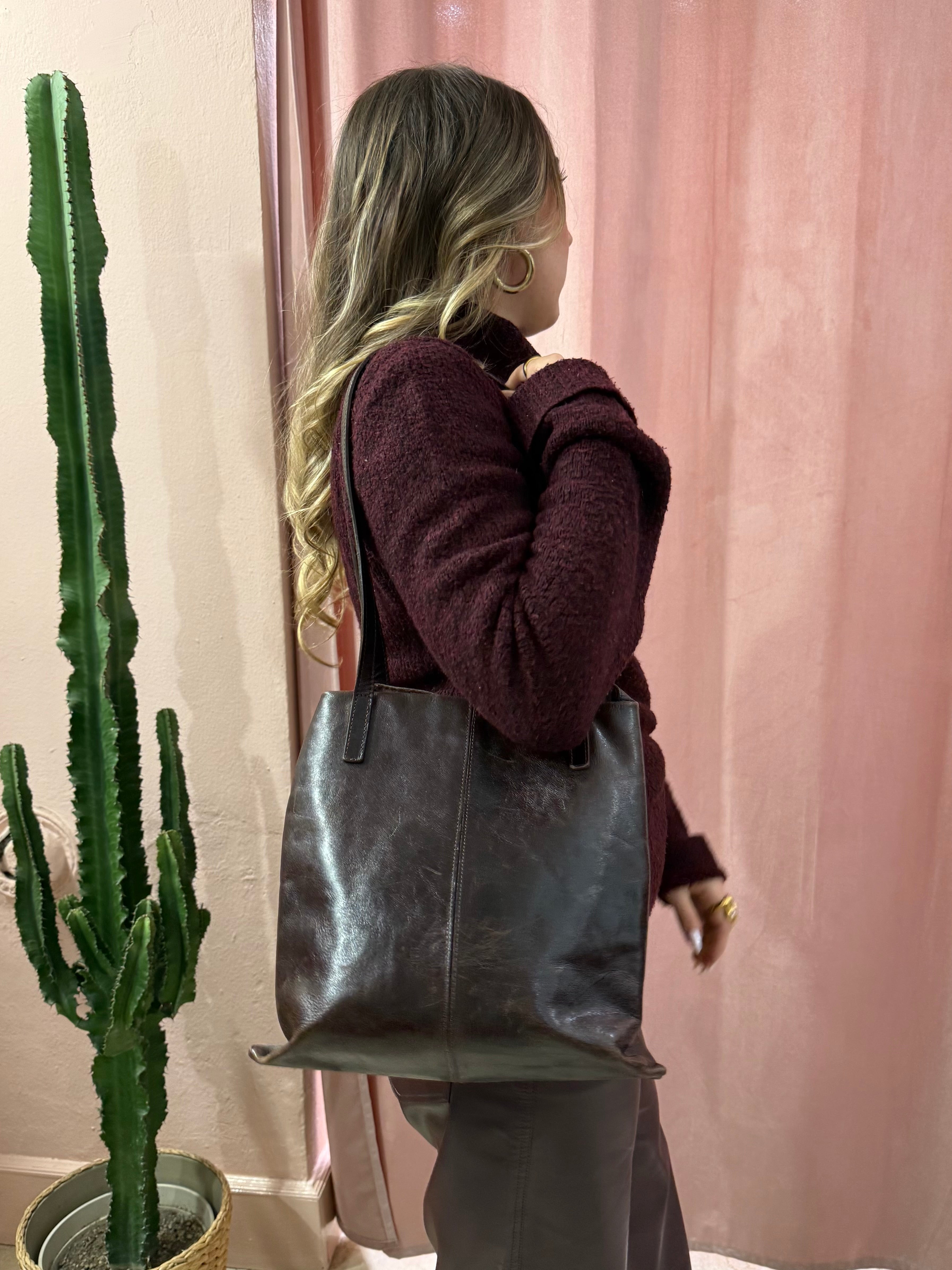 Borsa in vera pelle moro