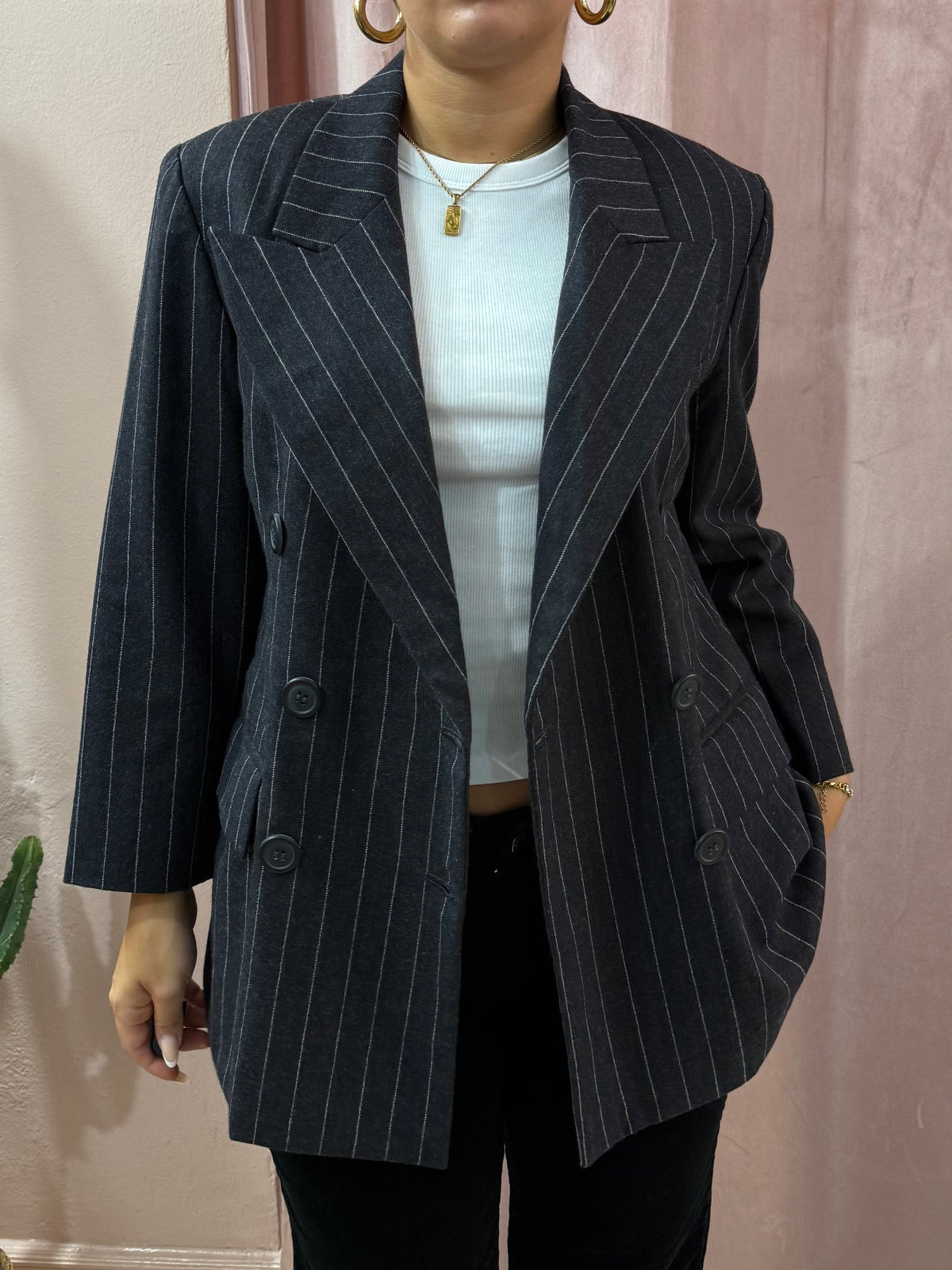 Blazer Pierre Balmain gessato antracite