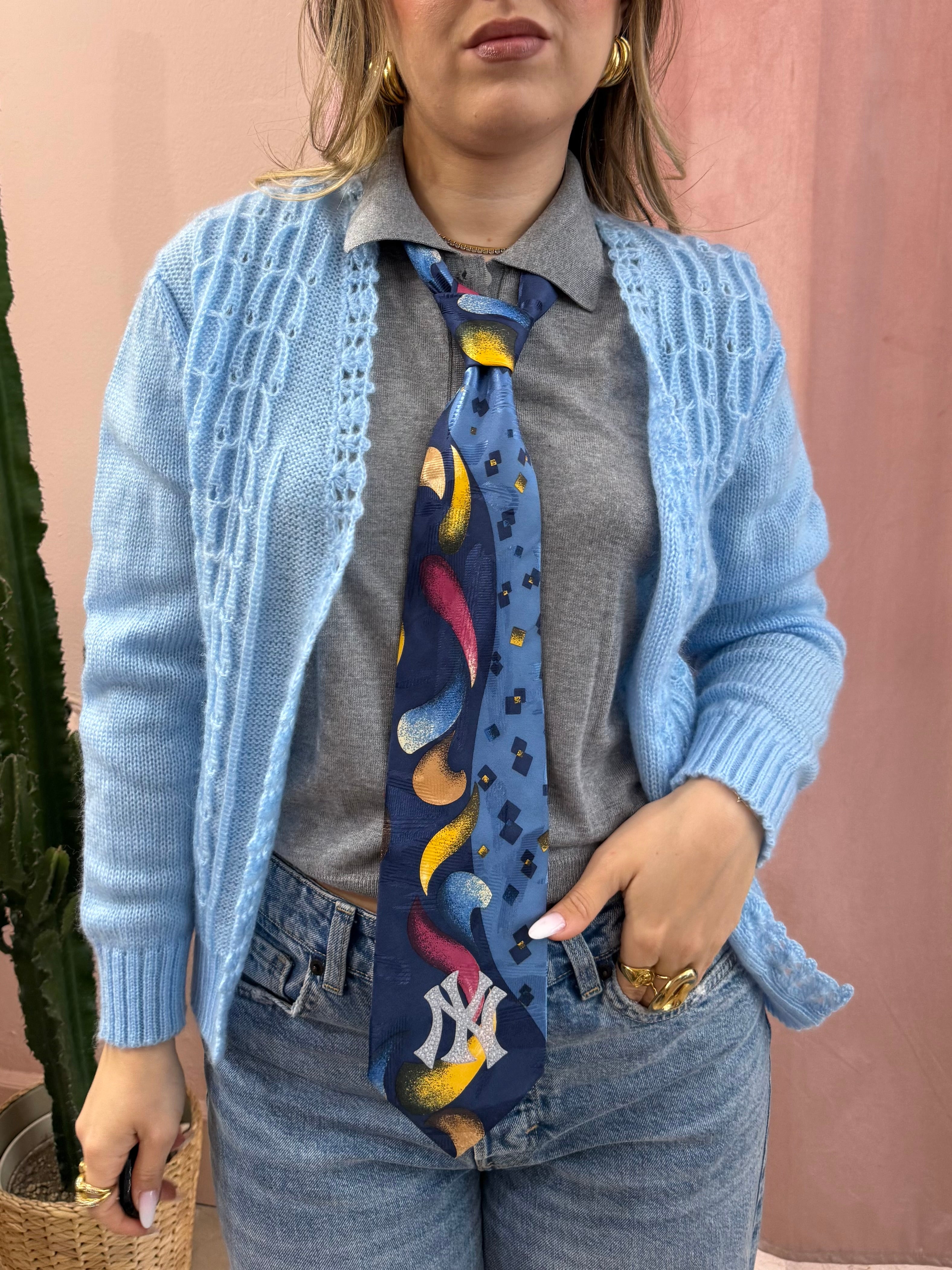 Cravatta New Yankees logo strass 3D