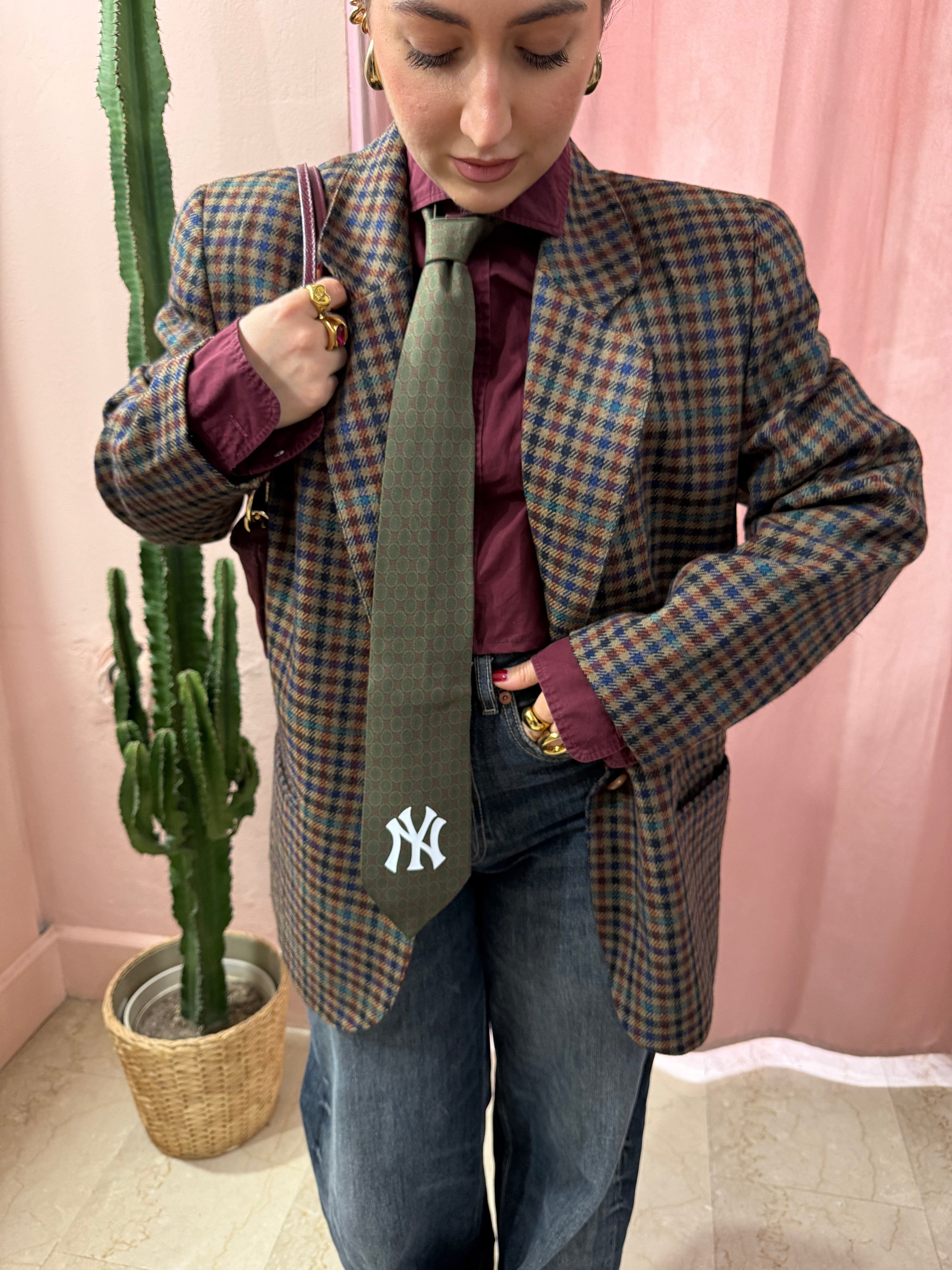 Blazer vintage Krizia a quadretti in pura lana