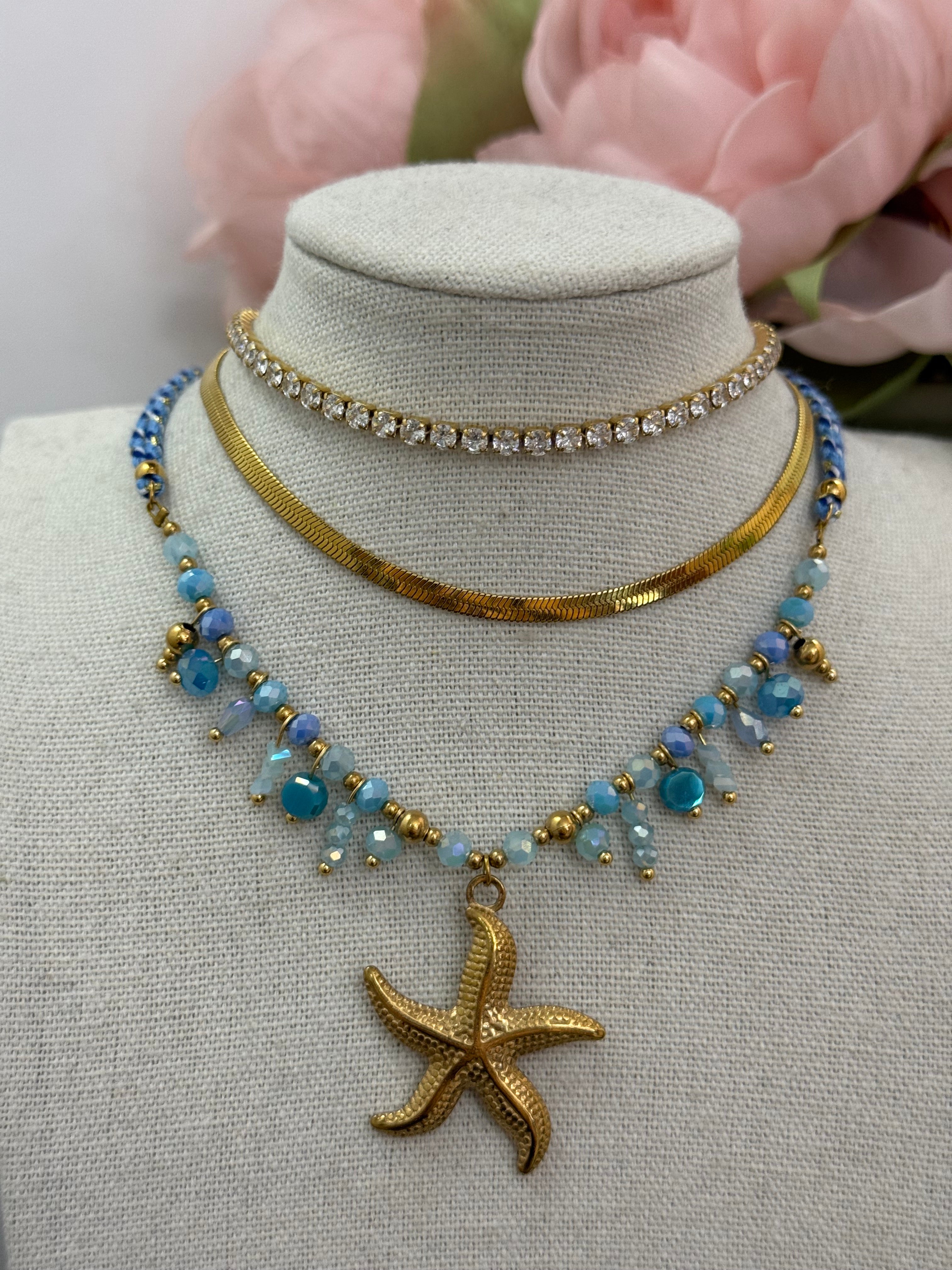 Collana in corda con stella marina | più colori