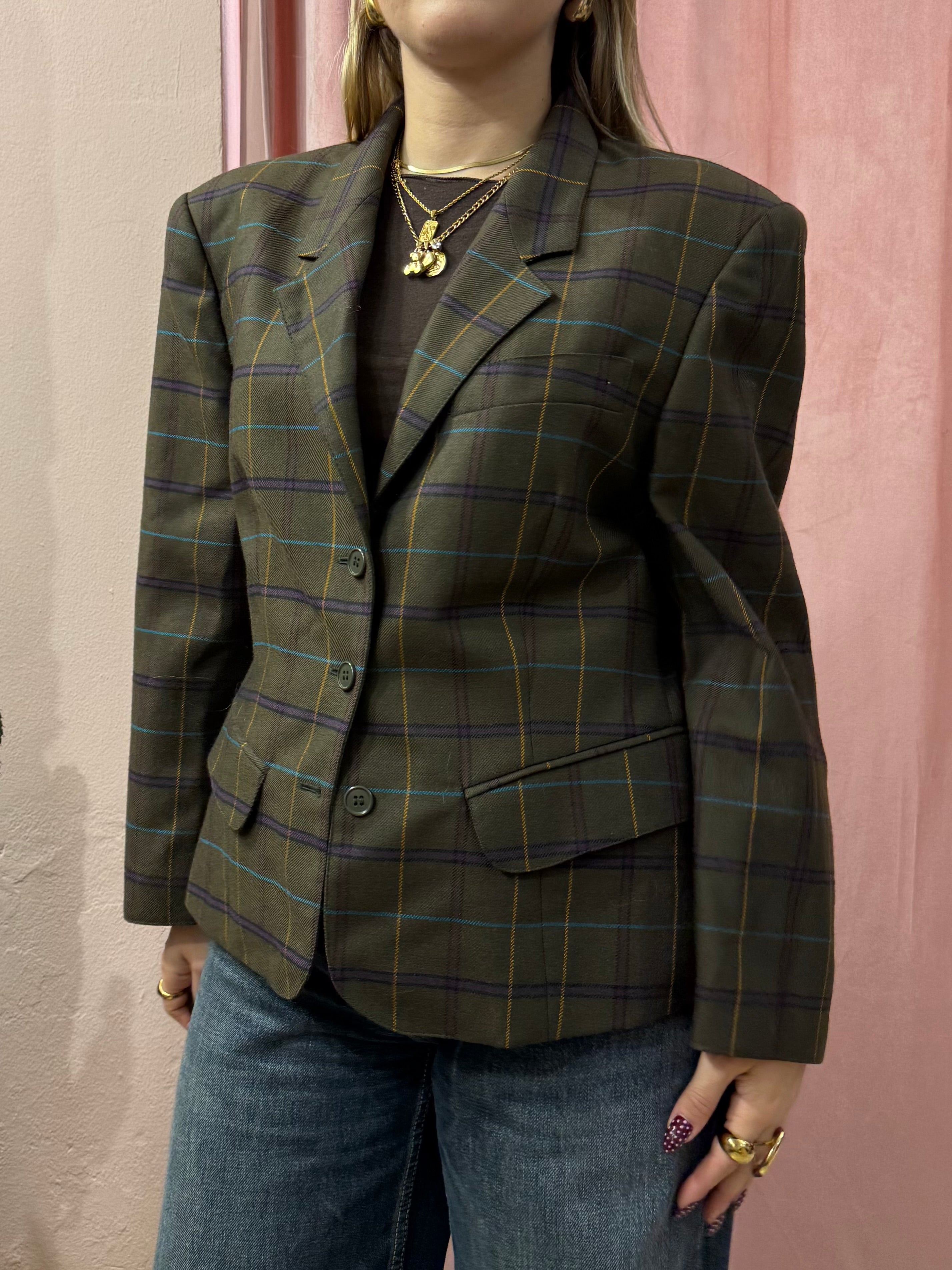 Blazer quadrettato in lana