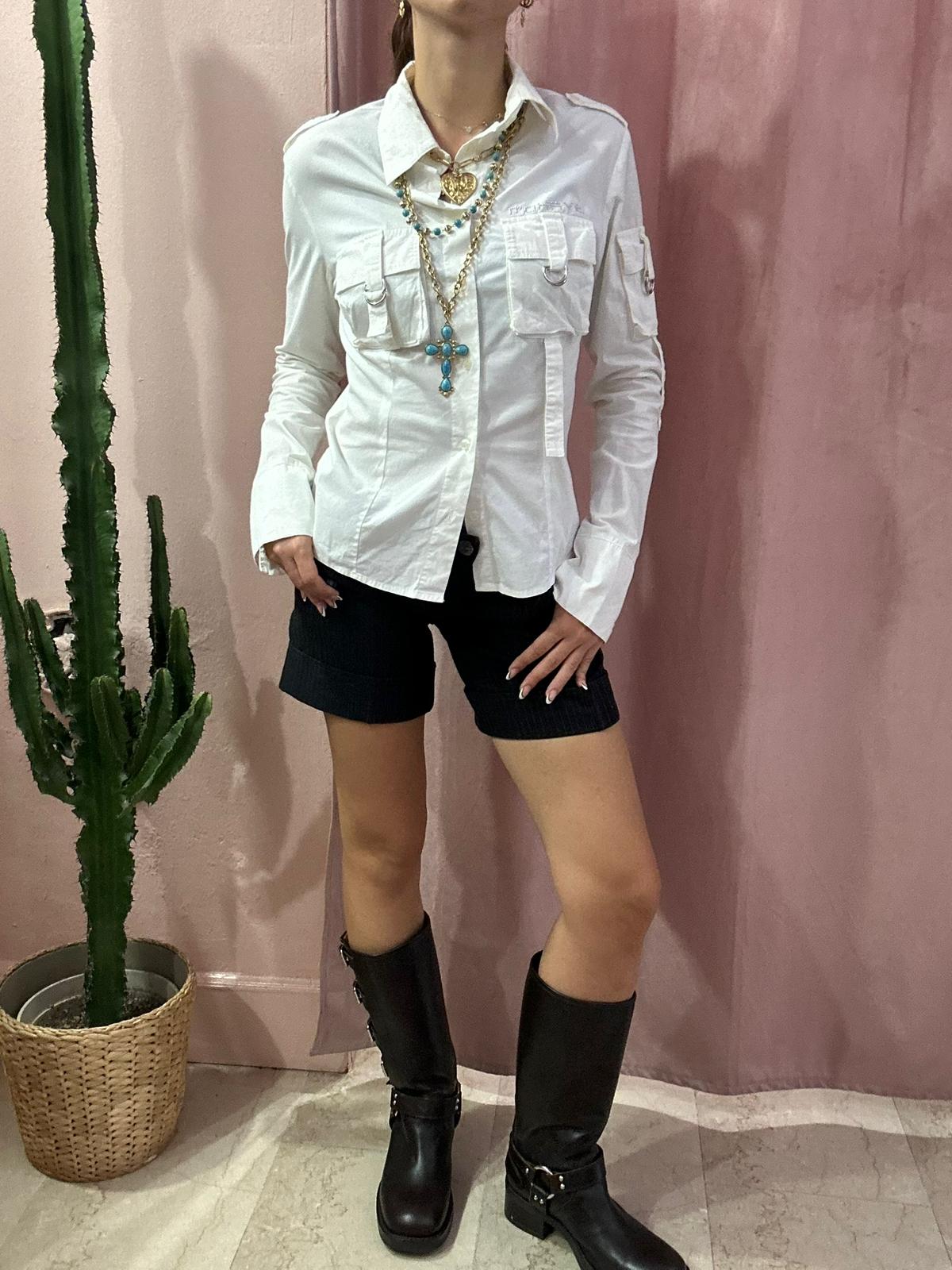 Shorts in lanetta gessato nero