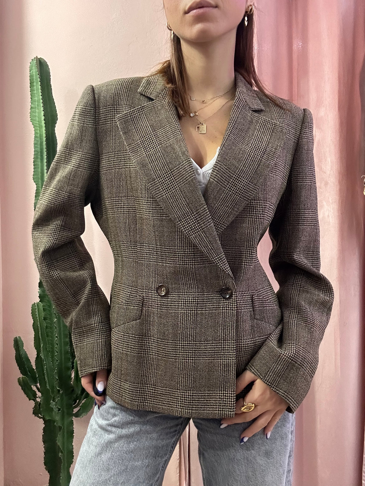 Blazer principe di galles in lana vergine
