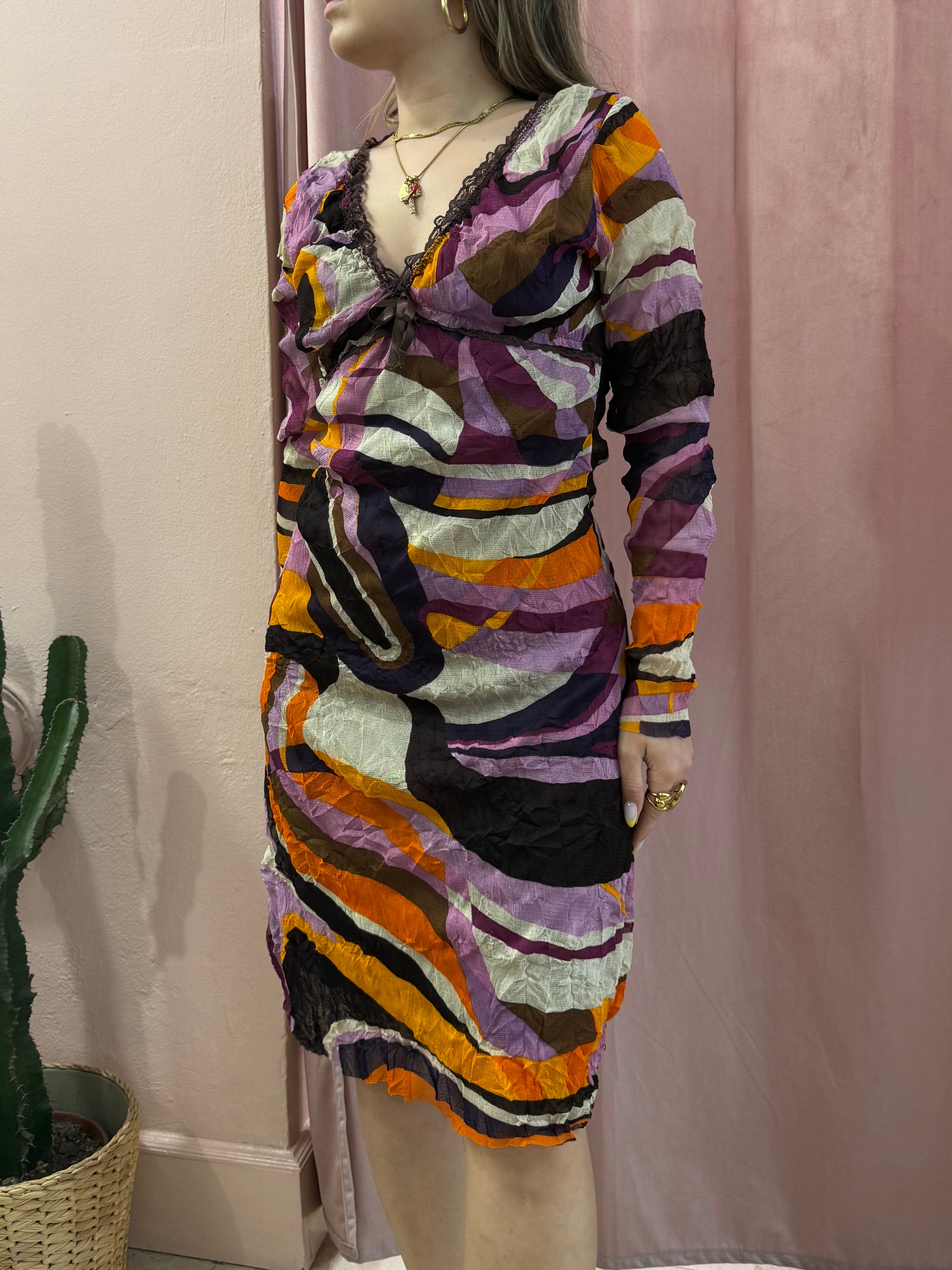 Vestito anni 2000 fantasia colorata