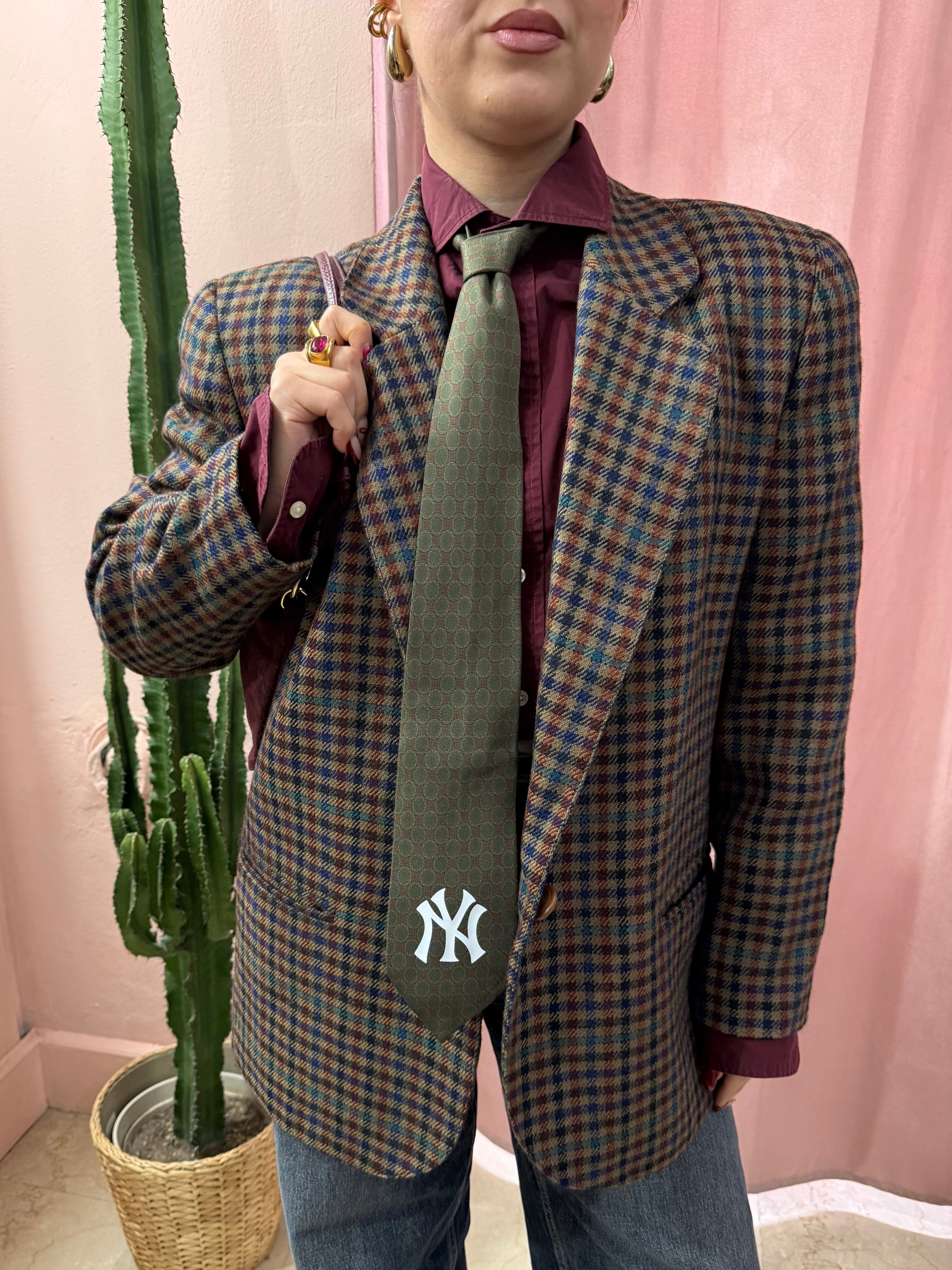 Blazer vintage Krizia a quadretti in pura lana