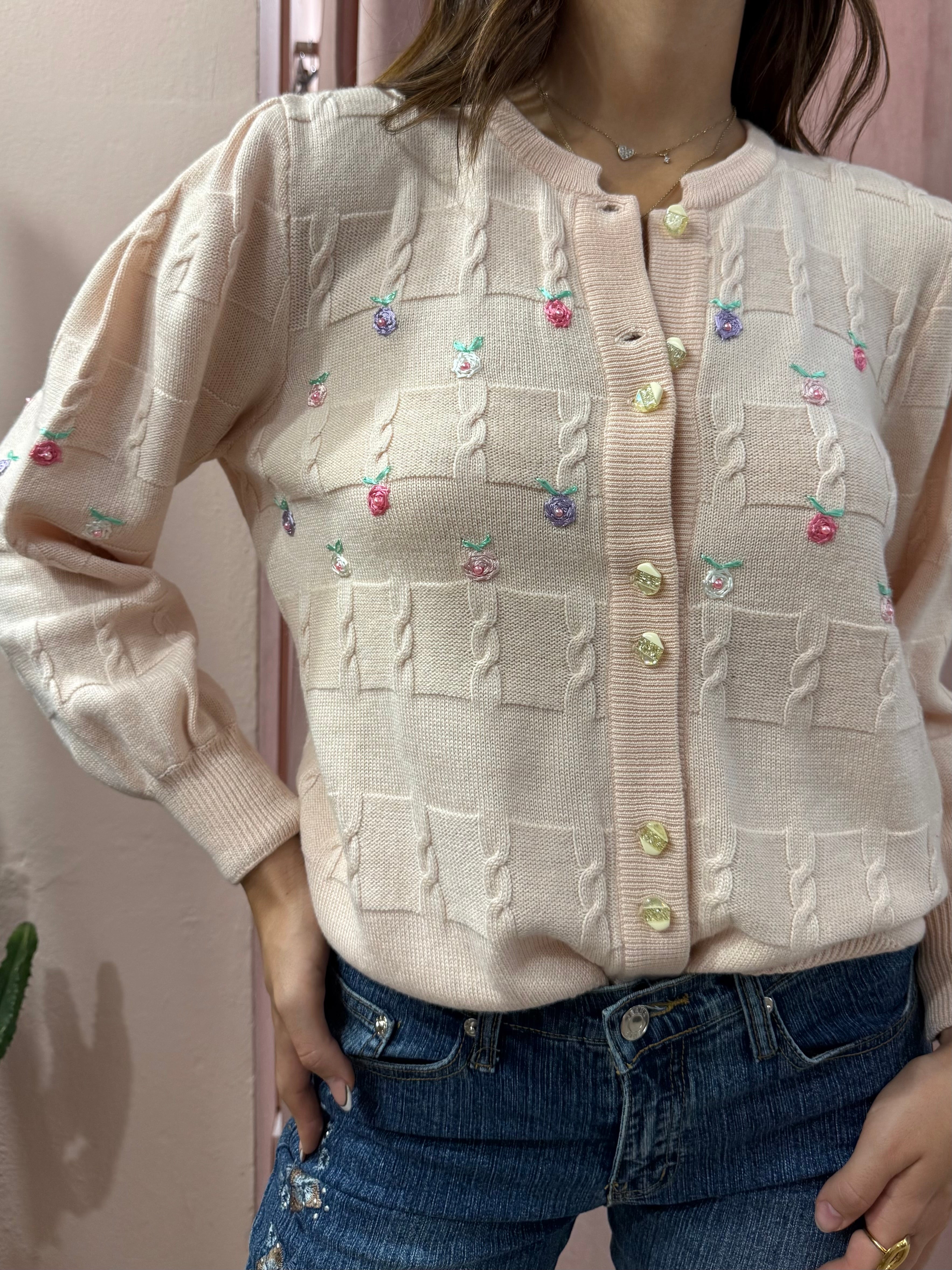Maglione vintage con roselline
