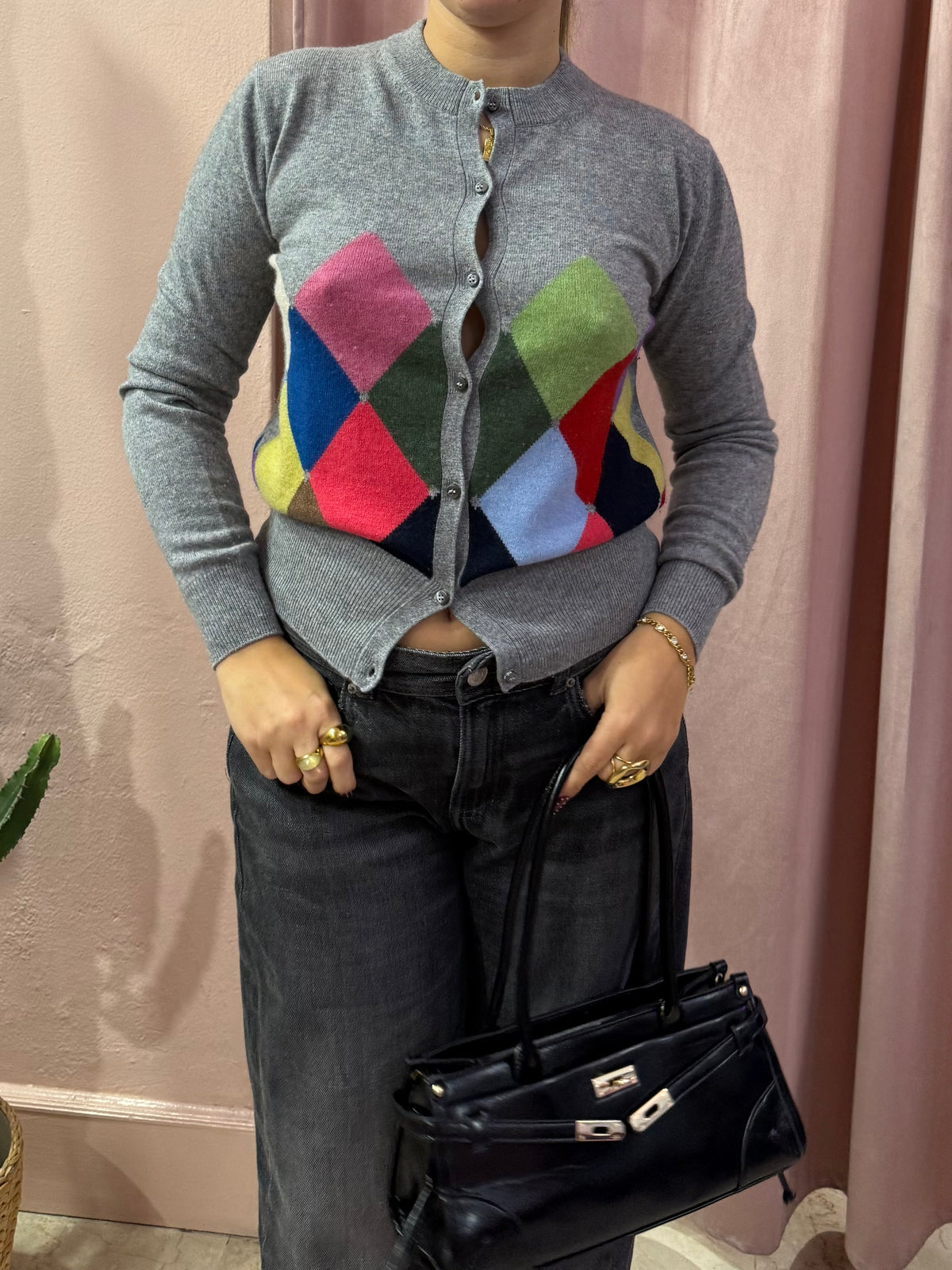 cardigan a rombi Ballantyne lana e cashmere