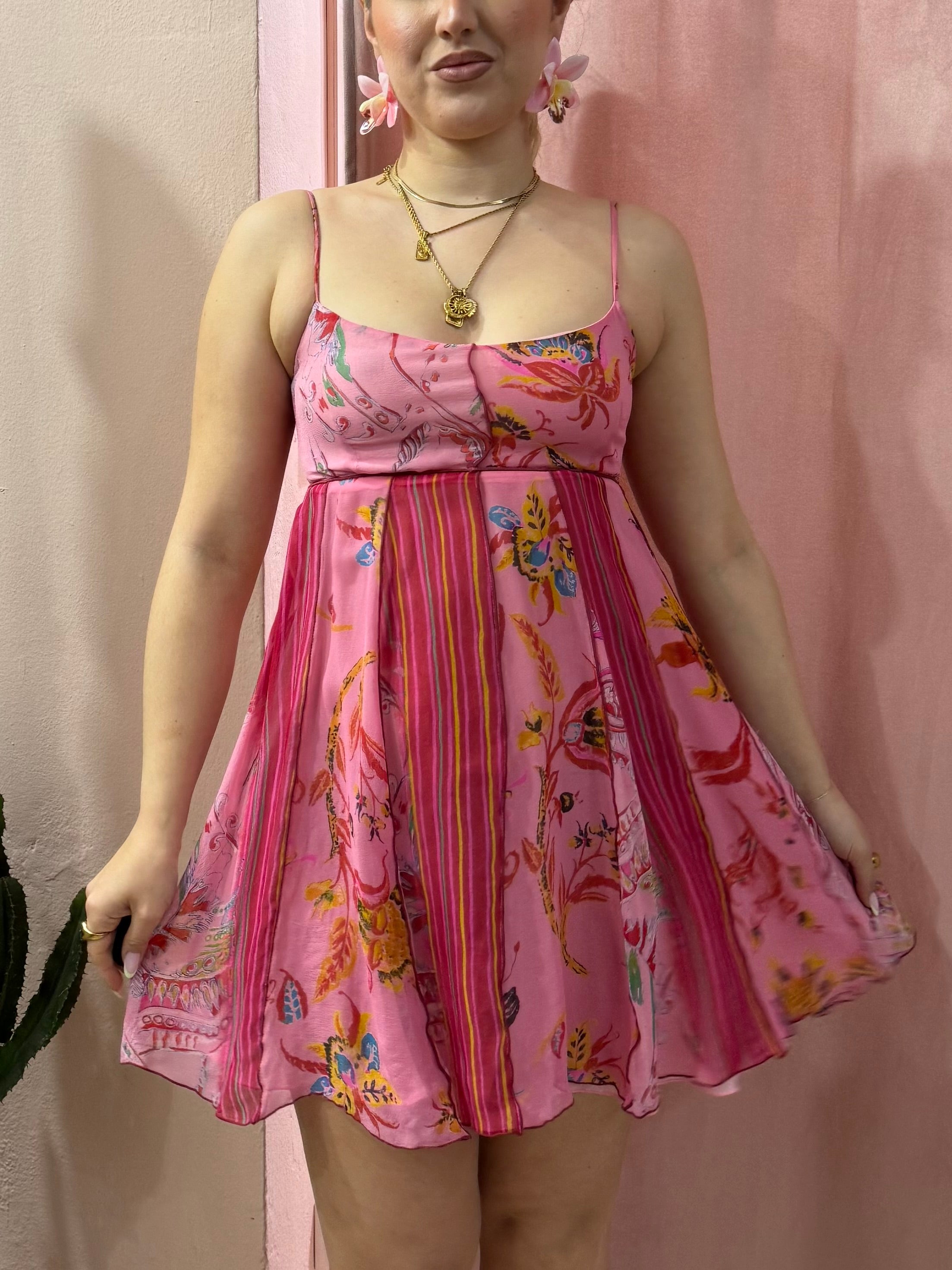 Vestito in fantasia in pura seta