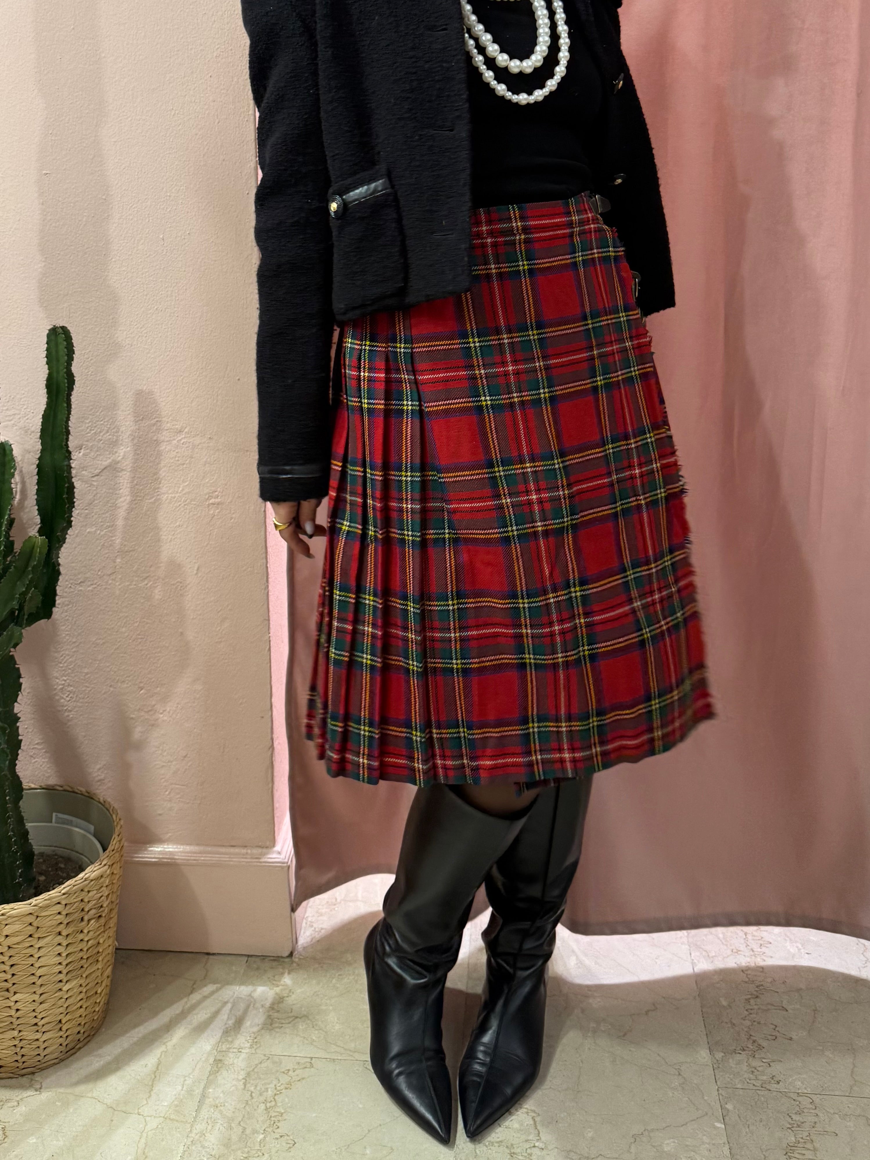 Gonna scozzese con fibbie