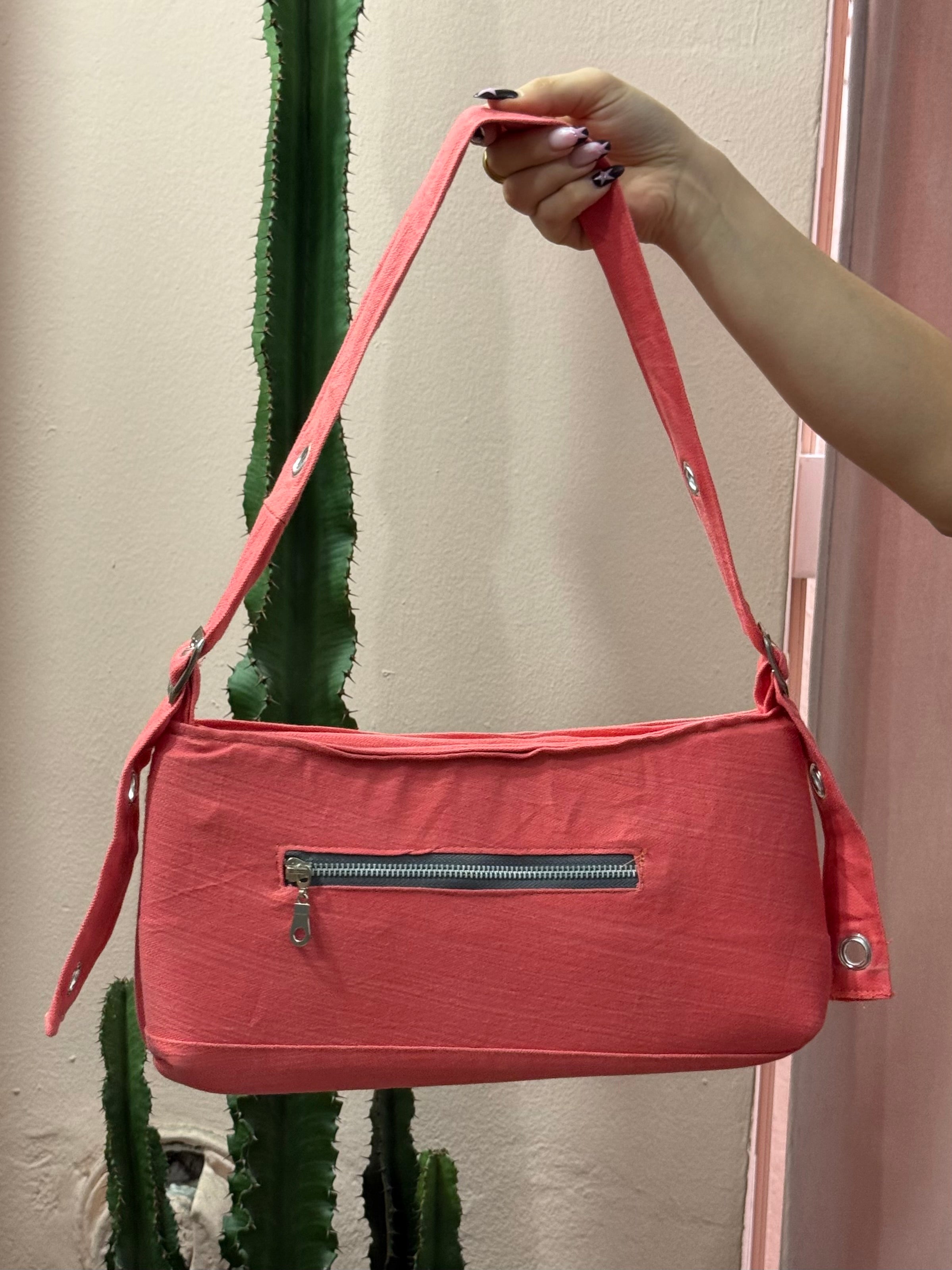 Borsa baguette Levis upcycling corallo