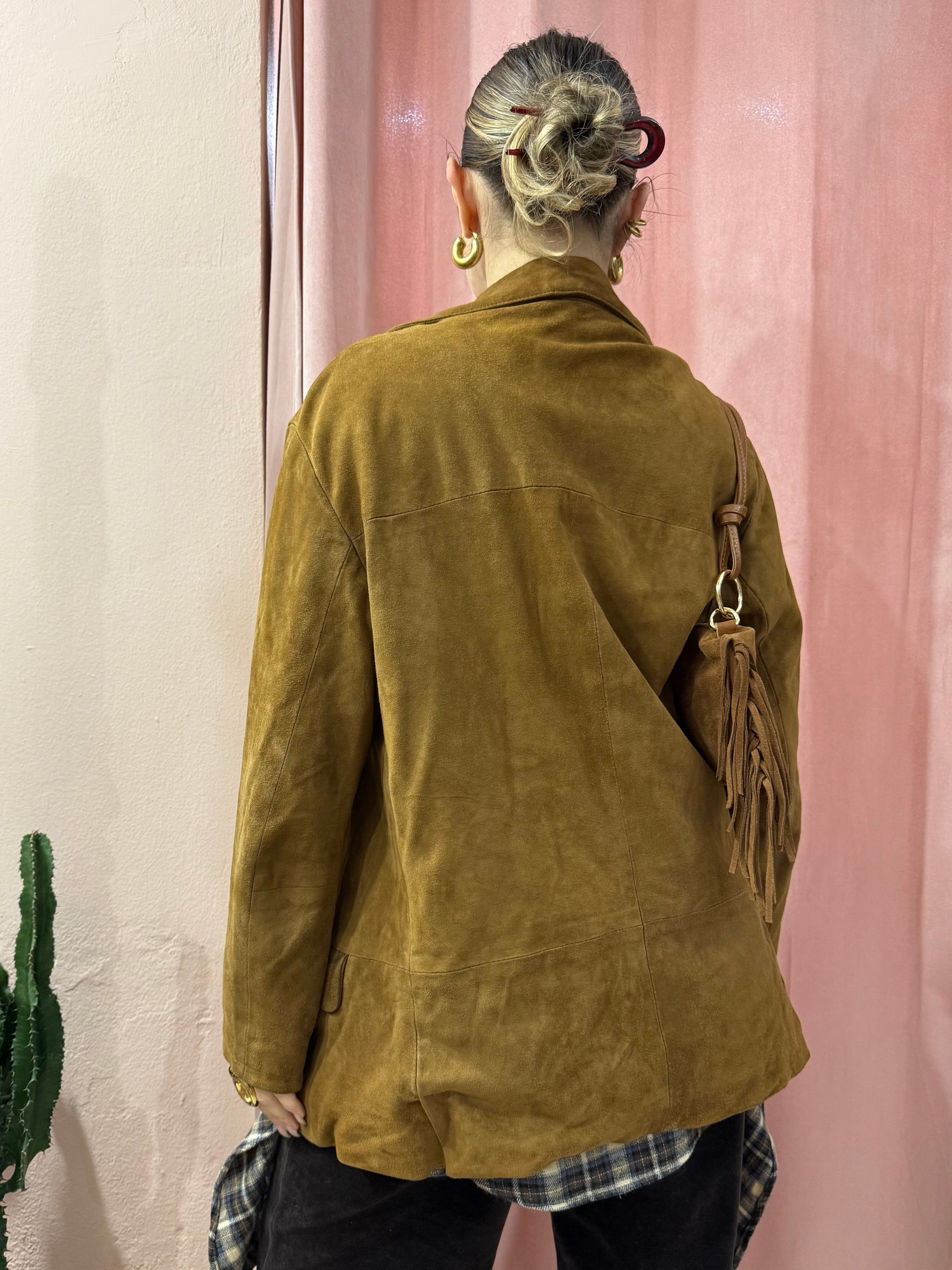 Giacca scamosciata in pelle