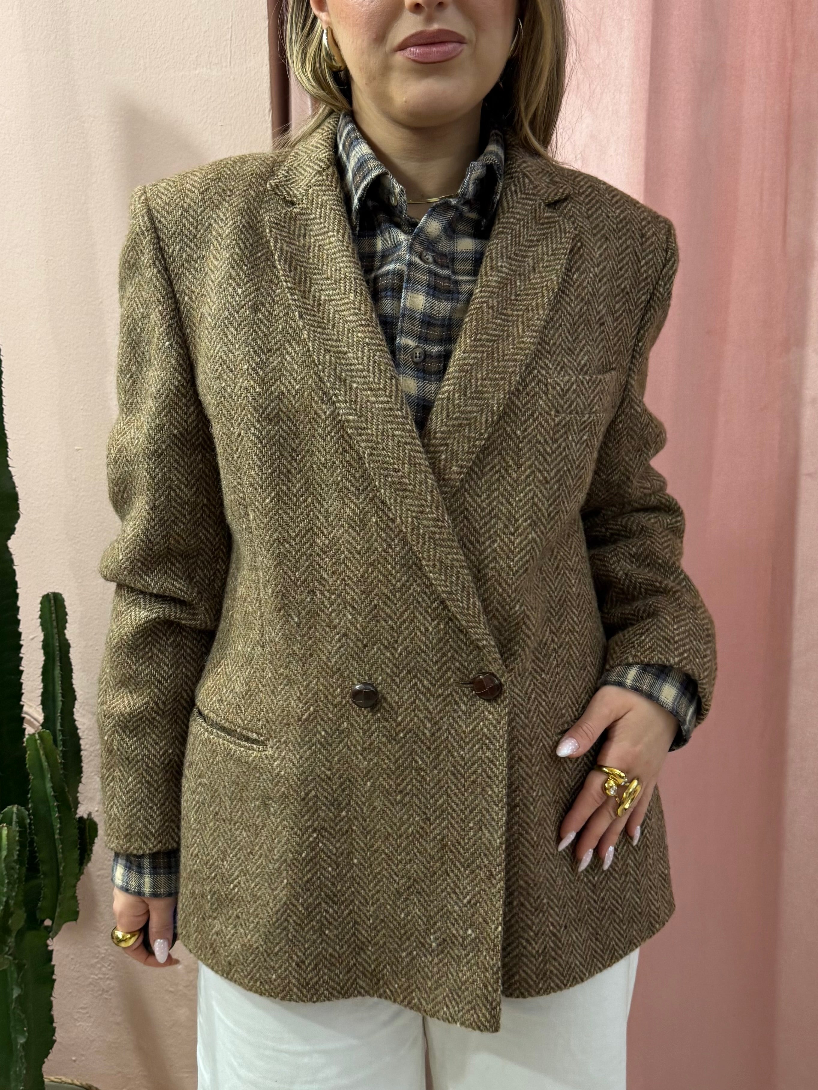 Blazer mélange doppiopetto in lana